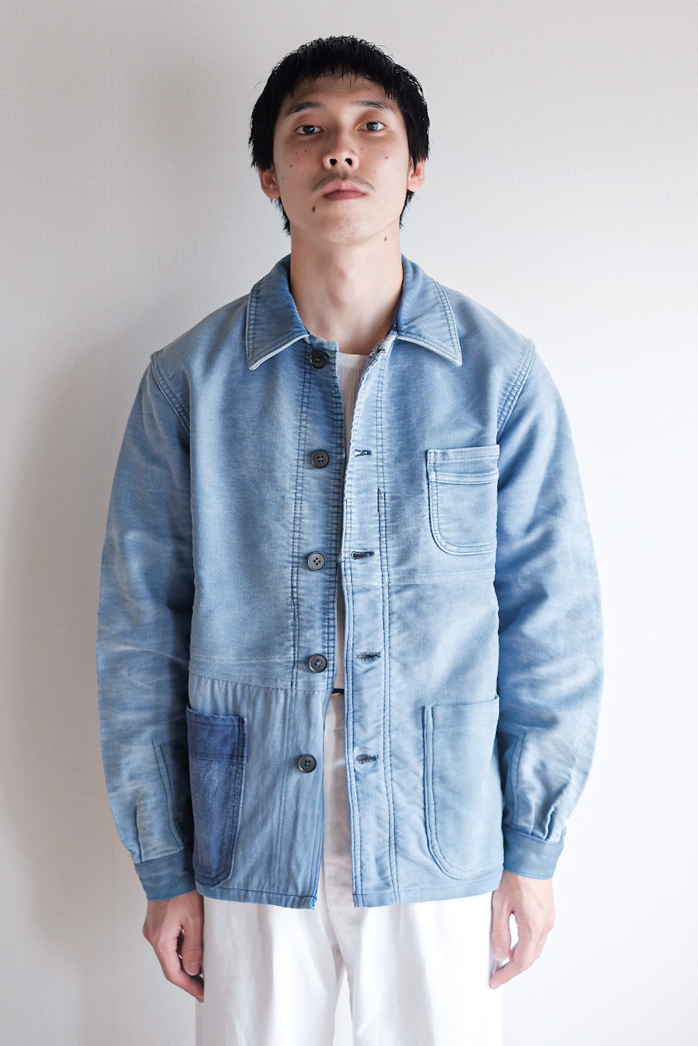 ［~50's］French Vintage Blue Moleskin Work Jacket "Le Mont St. Michel"