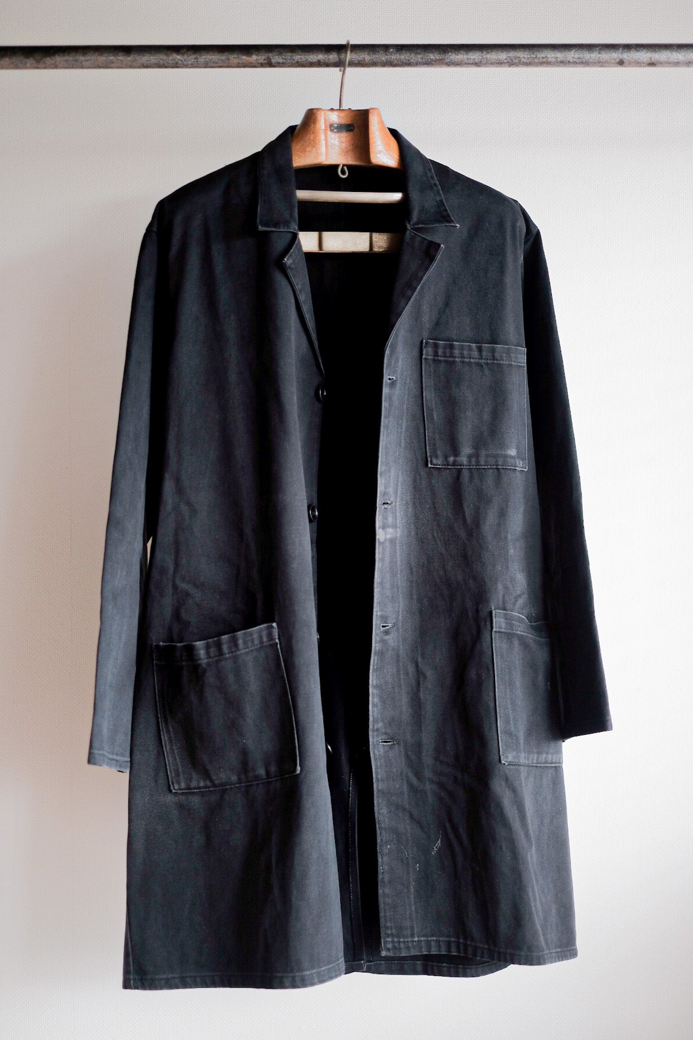 [~ 50's] French Vintage Black Moleskin Work Coat