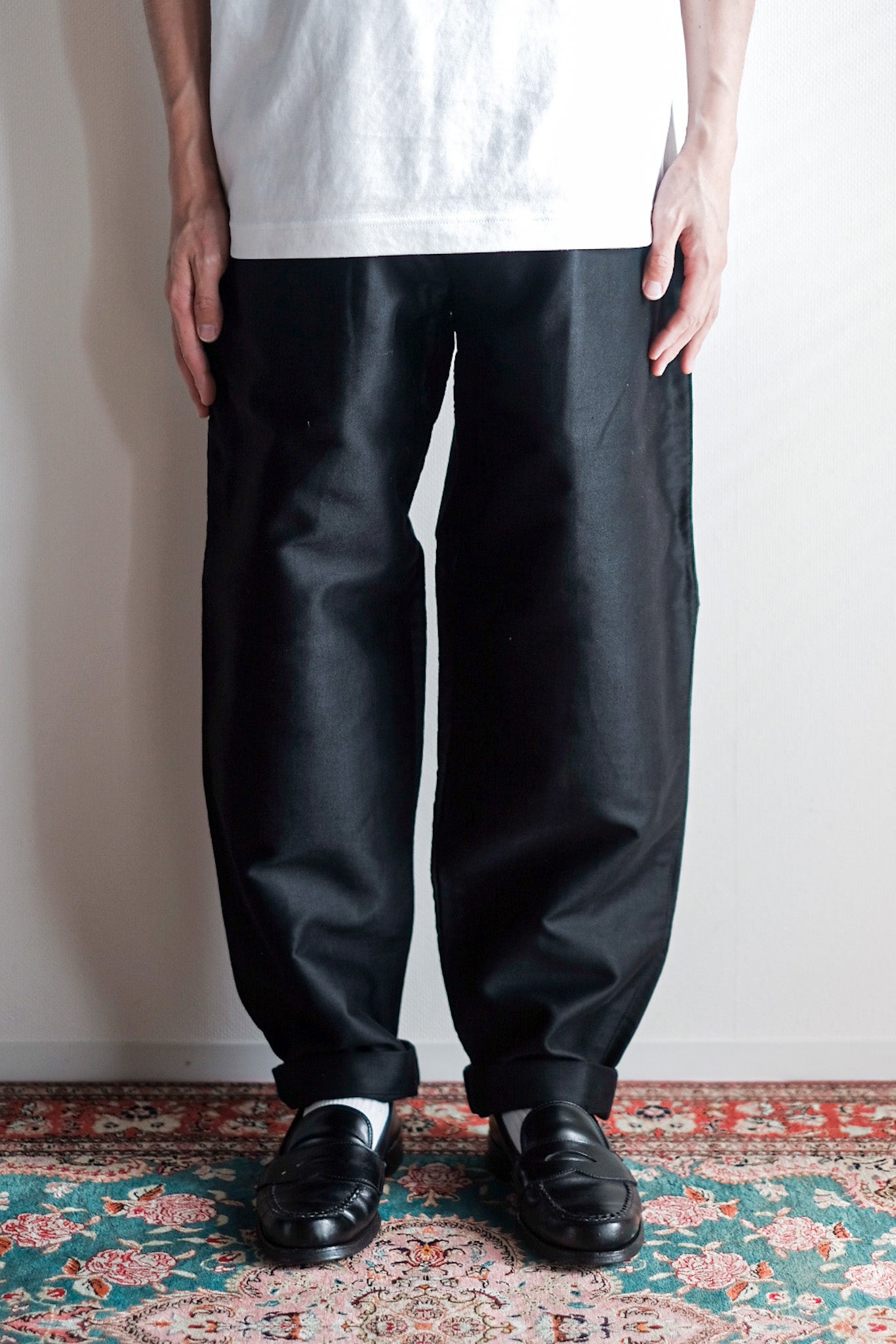 30's] French Vintage Black Moleskin Work Pants 