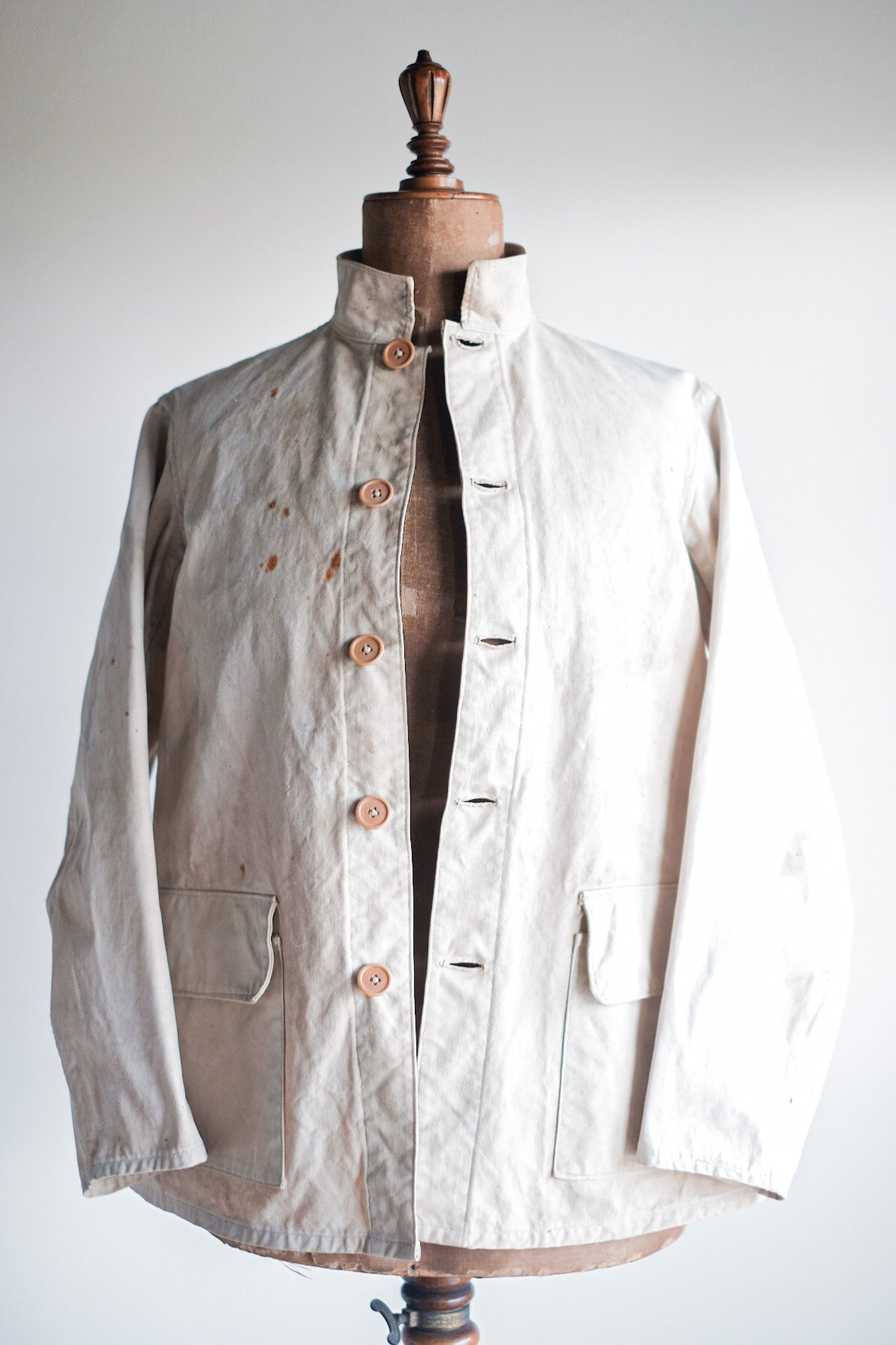 ［~30's］French Vintage Stand Collar Linen Jacket