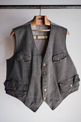 [~ 30's] French Vintage Grey Cotton Pique Hunting Gilet