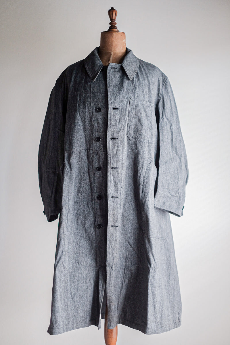 [~ 50's] French Vintage PTT Black Chambray Atelier Coat "Dead Stock"