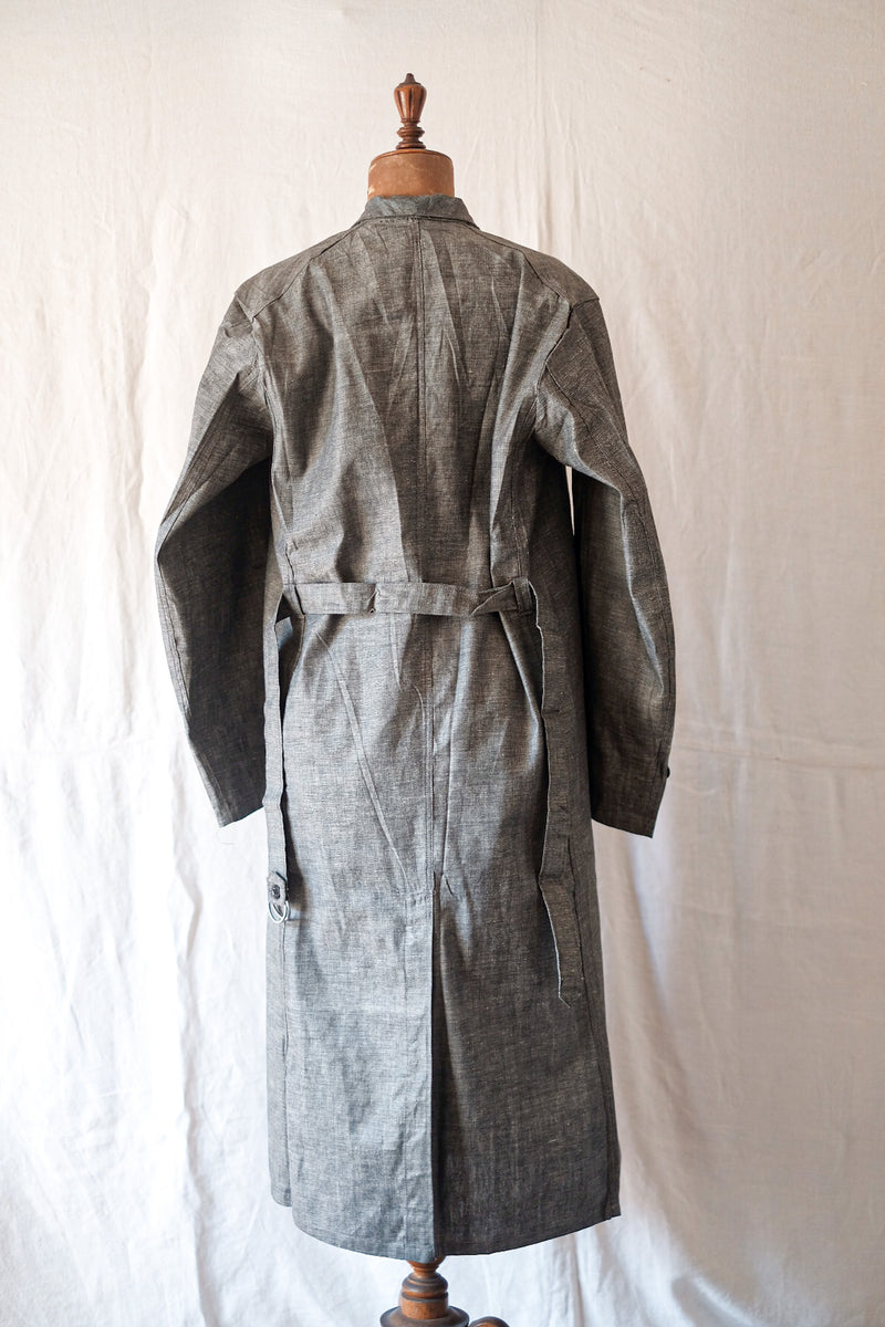 40's】French Vintage Linen Chambray Atelier Coat 