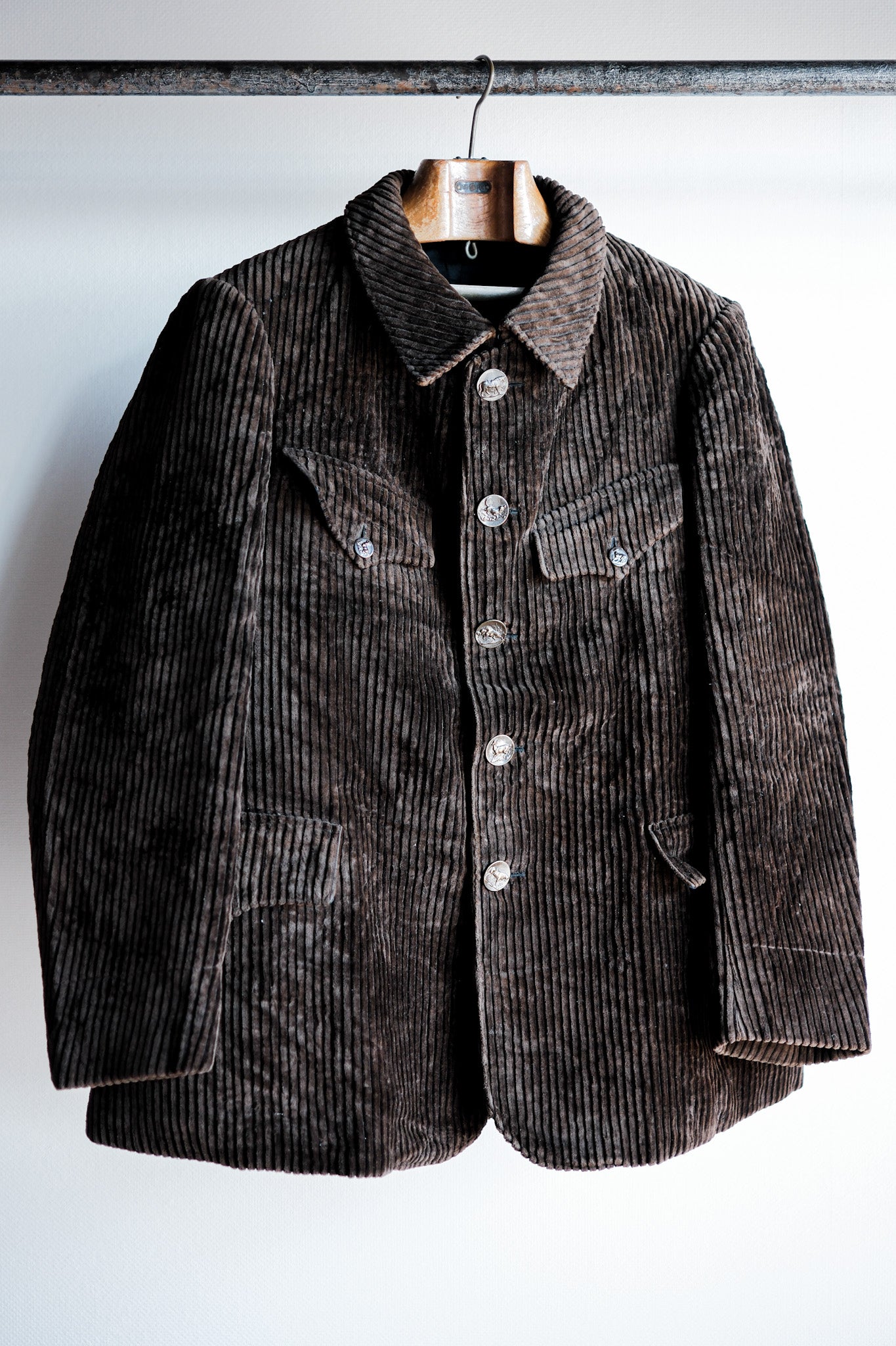 【~30's】French Vintage Brown Heavy Corduroy Hunting Jacket "Dead Stock"