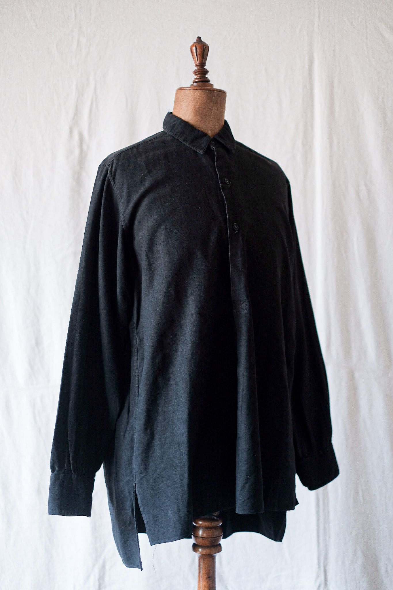 [~ 40's] เสื้อเชิ้ตมูลัมสีดำโบราณของฝรั่งเศส
