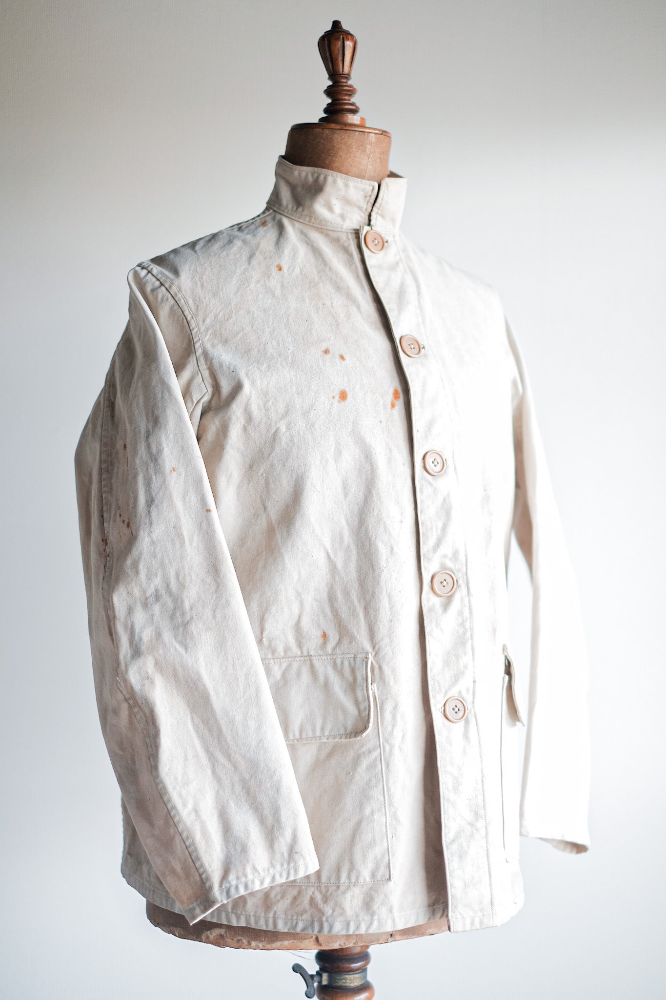 ［~30's］French Vintage Stand Collar Linen Jacket