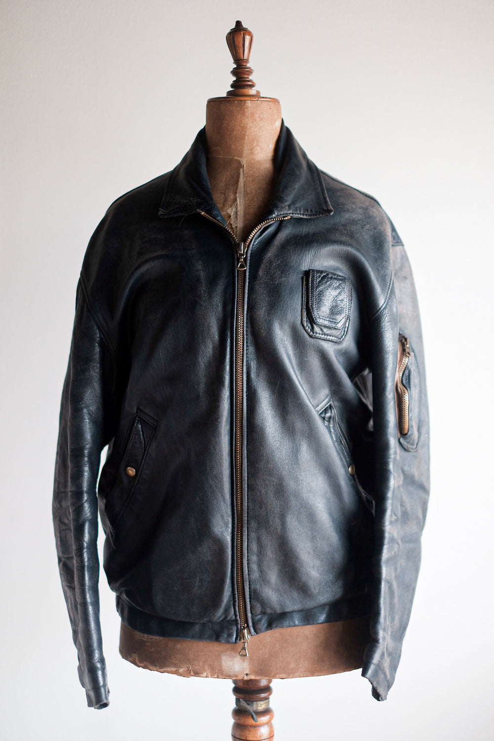 【~80's】French Air Force Pilot Leather Jacket