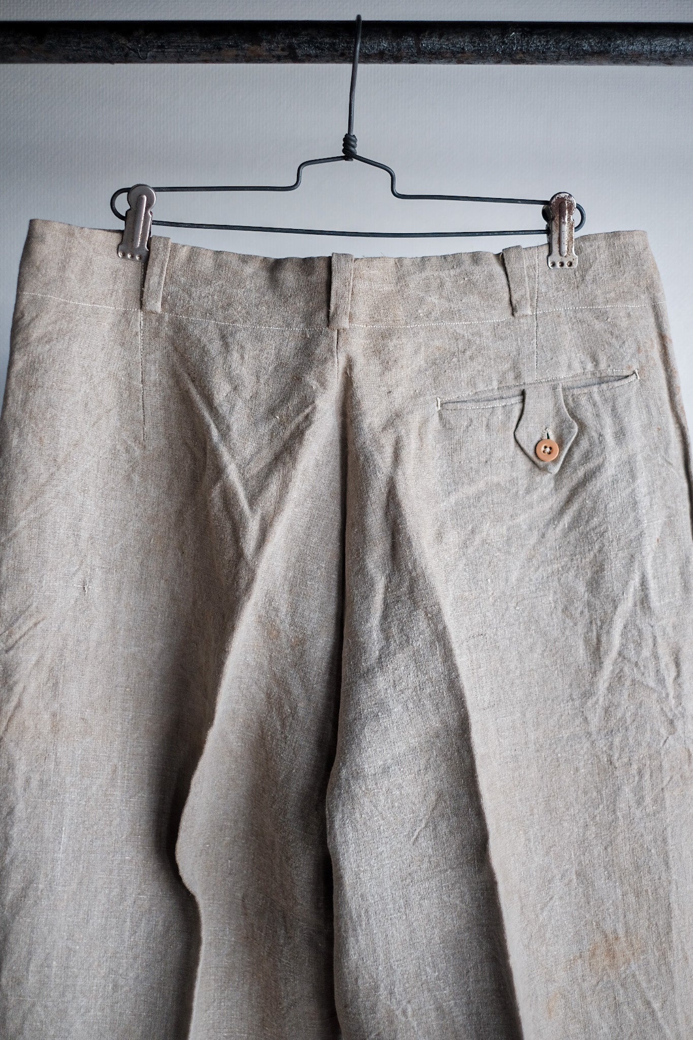 [~ 40's] กางเกงผ้าลินินวินเทจฝรั่งเศส