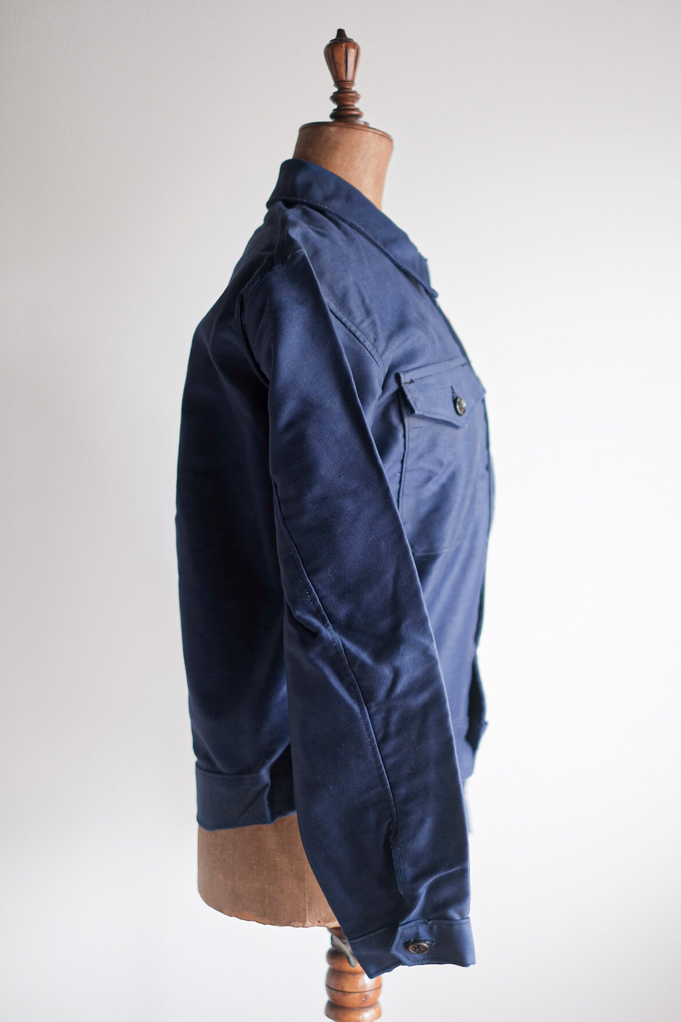 [~ 40's] French Vintage Blue Moleskin Cyclist Jacket "Dead Stock"