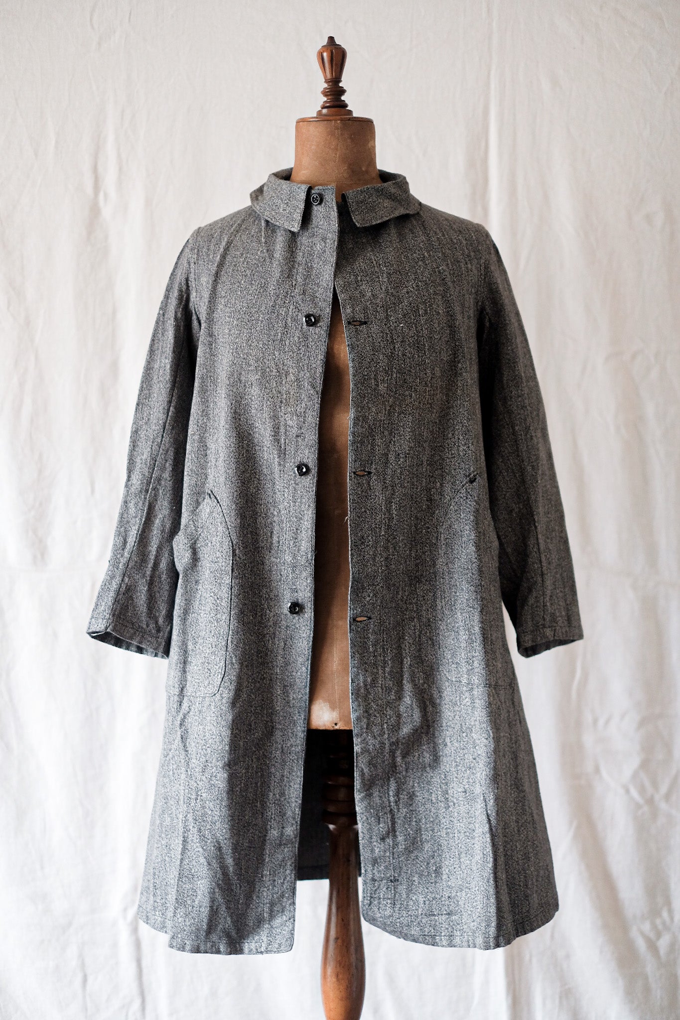[〜40年代]法國復古黑色昌布雷工作外套