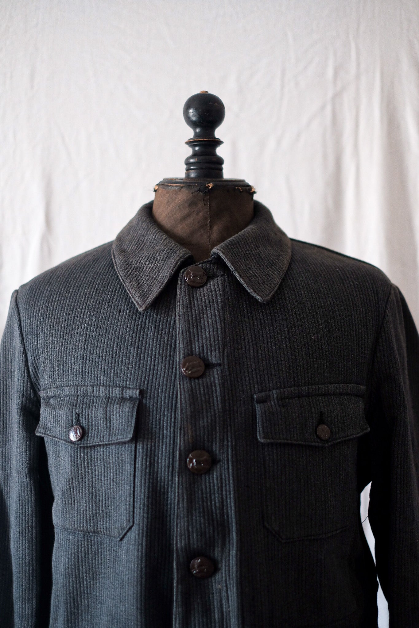 [~ 50's] French Vintage Gray Pique Hunting Jacket "Dead Stock"