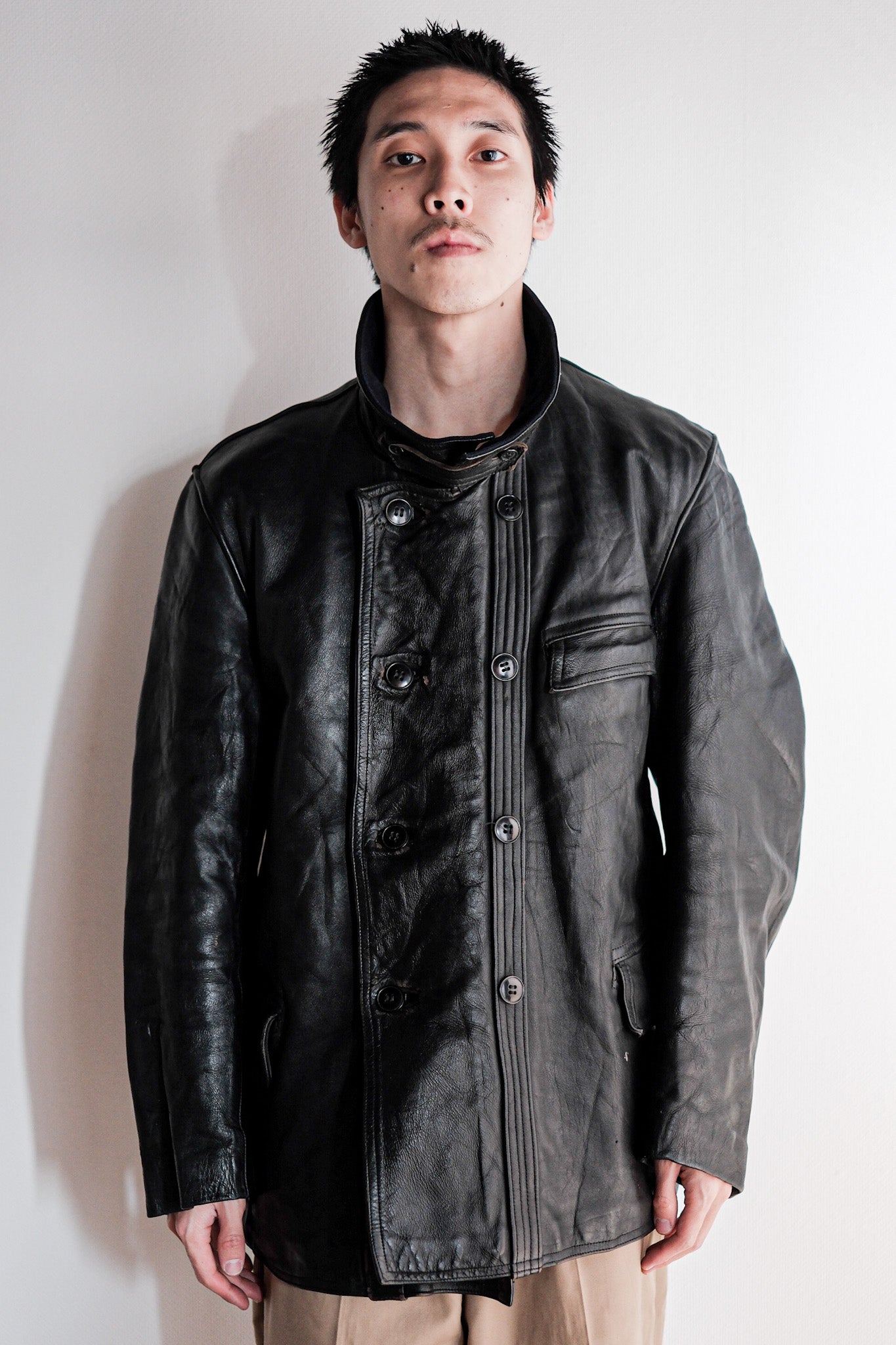 ［~50's］French Vintage Le Corbusier Leather Work Jacket "Wool Collar"
