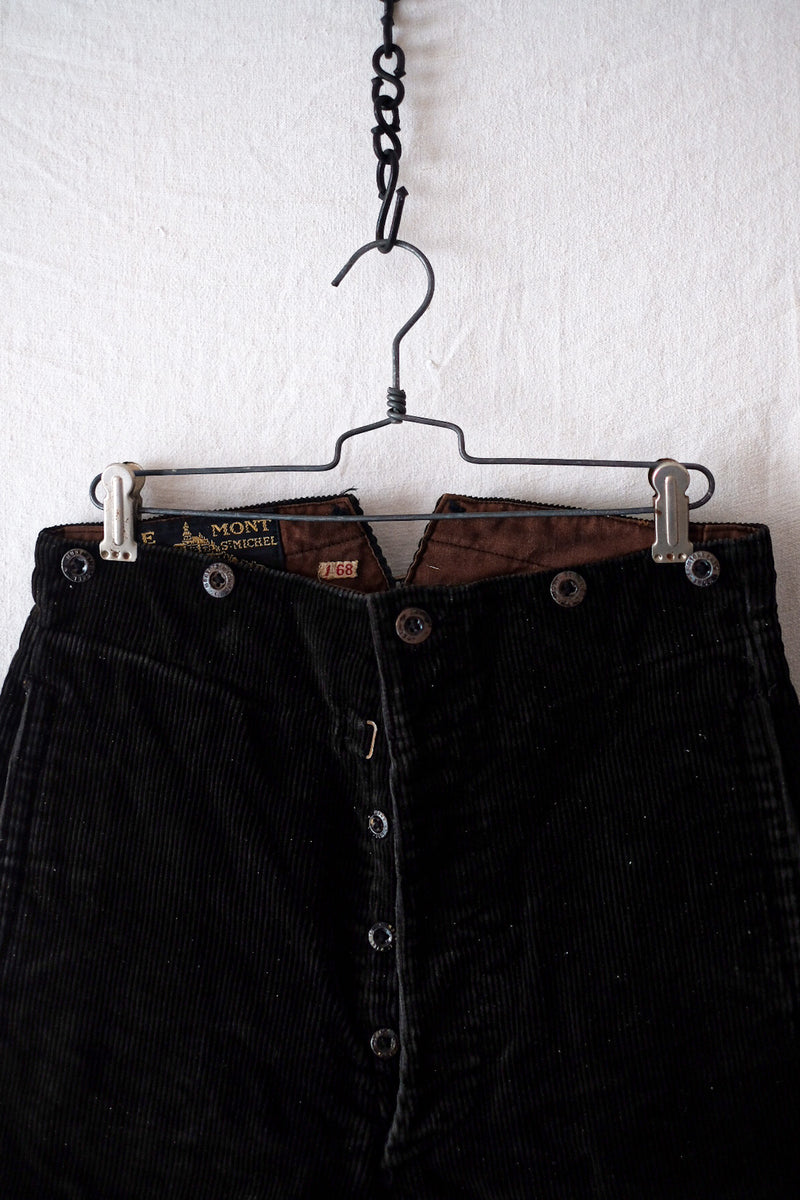 【~40's】French Vintage "Le Mont St. Michel" Black Corduroy Work Shorts
