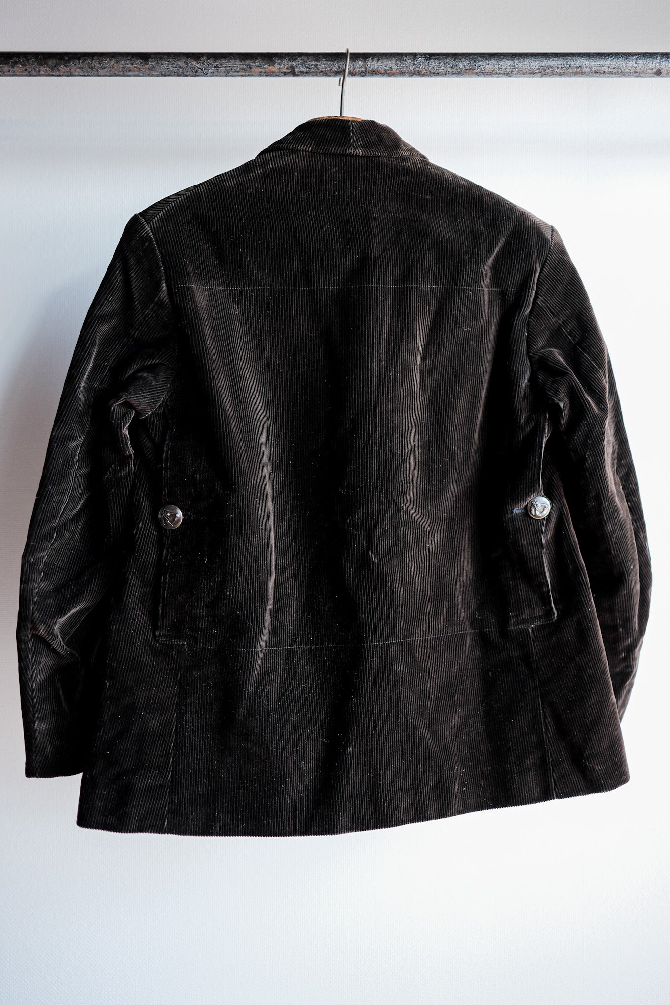 40's] French Vintage Dark Brown Corduroy Lapel Hunting Jacket 