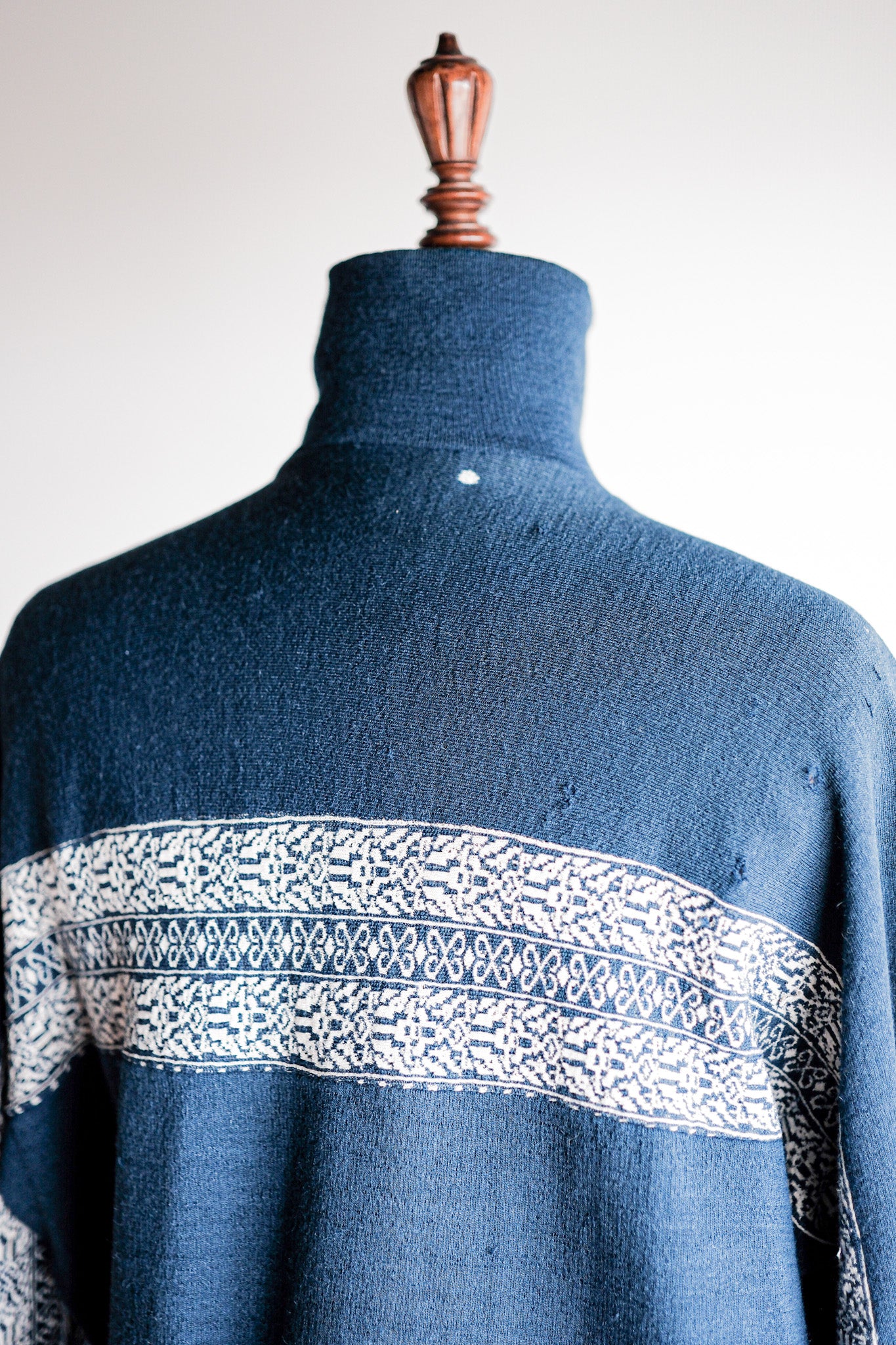［~50's］French Vintage Full Zip Wool Printed Cardigan