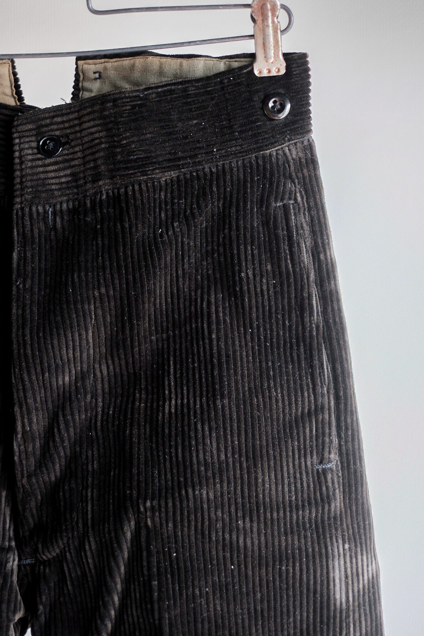 [〜30年代]法國復古深棕色燈芯絨工作褲“死庫存”