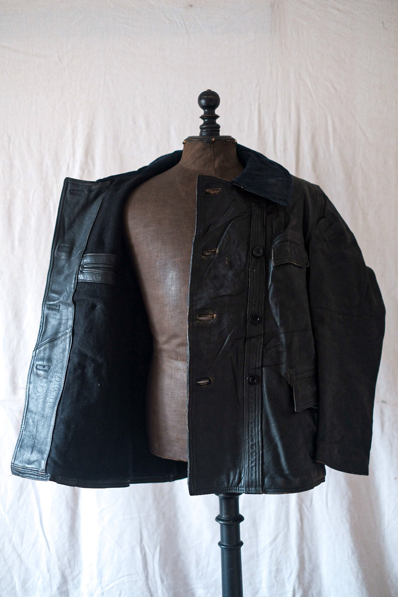 40's】French Vintage Le Corbusier Leather Work Jacket 