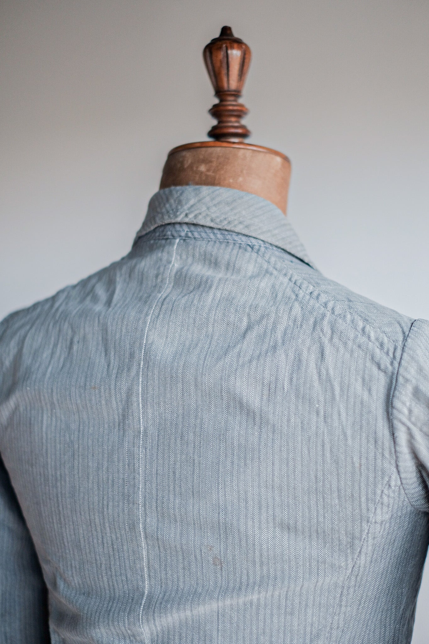 [~ 10's] French Antique Chambray Striped Sack Jacket