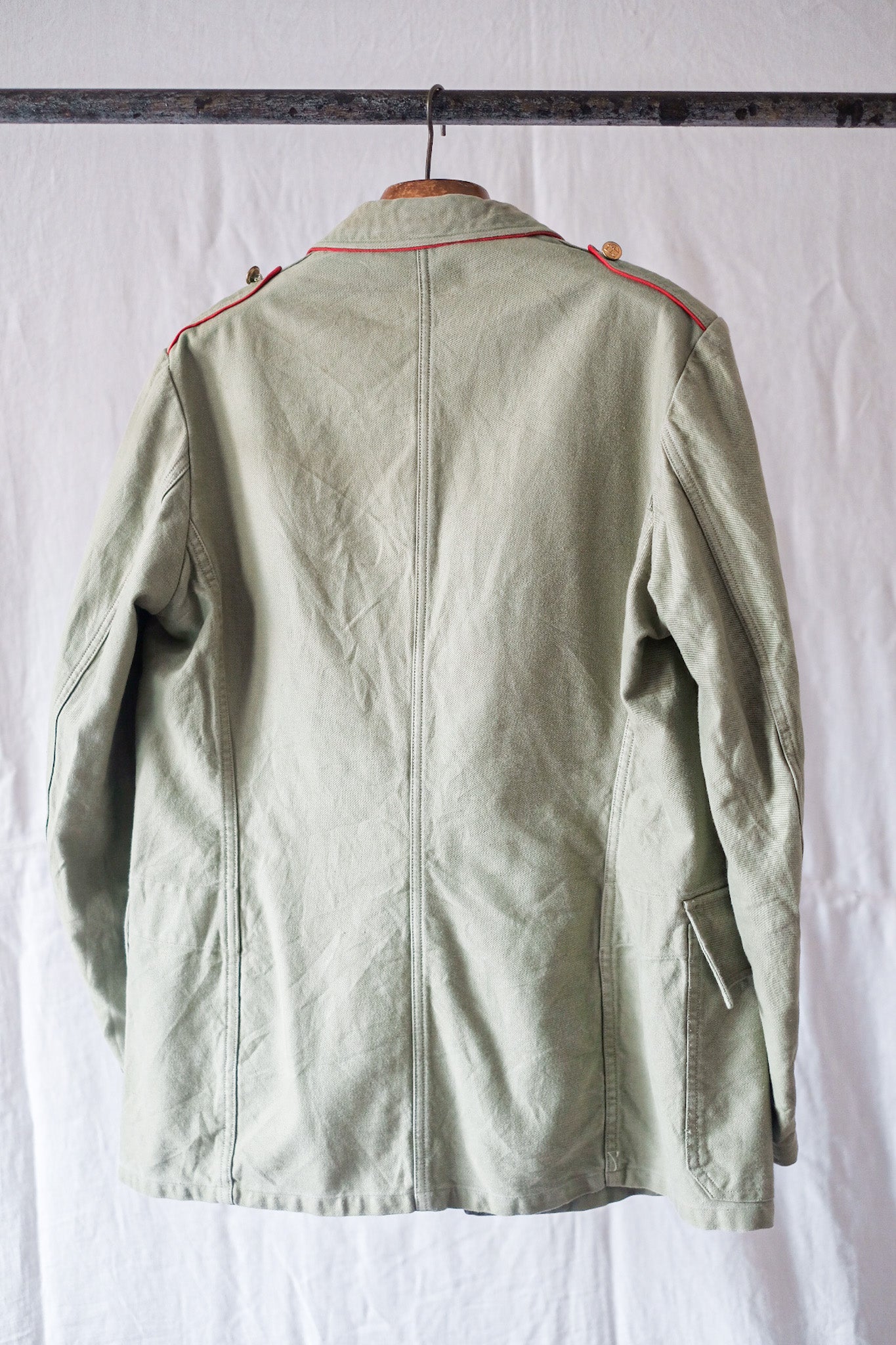 [〜40年代]法國復古PTT綠色摩爾金翻領夾克