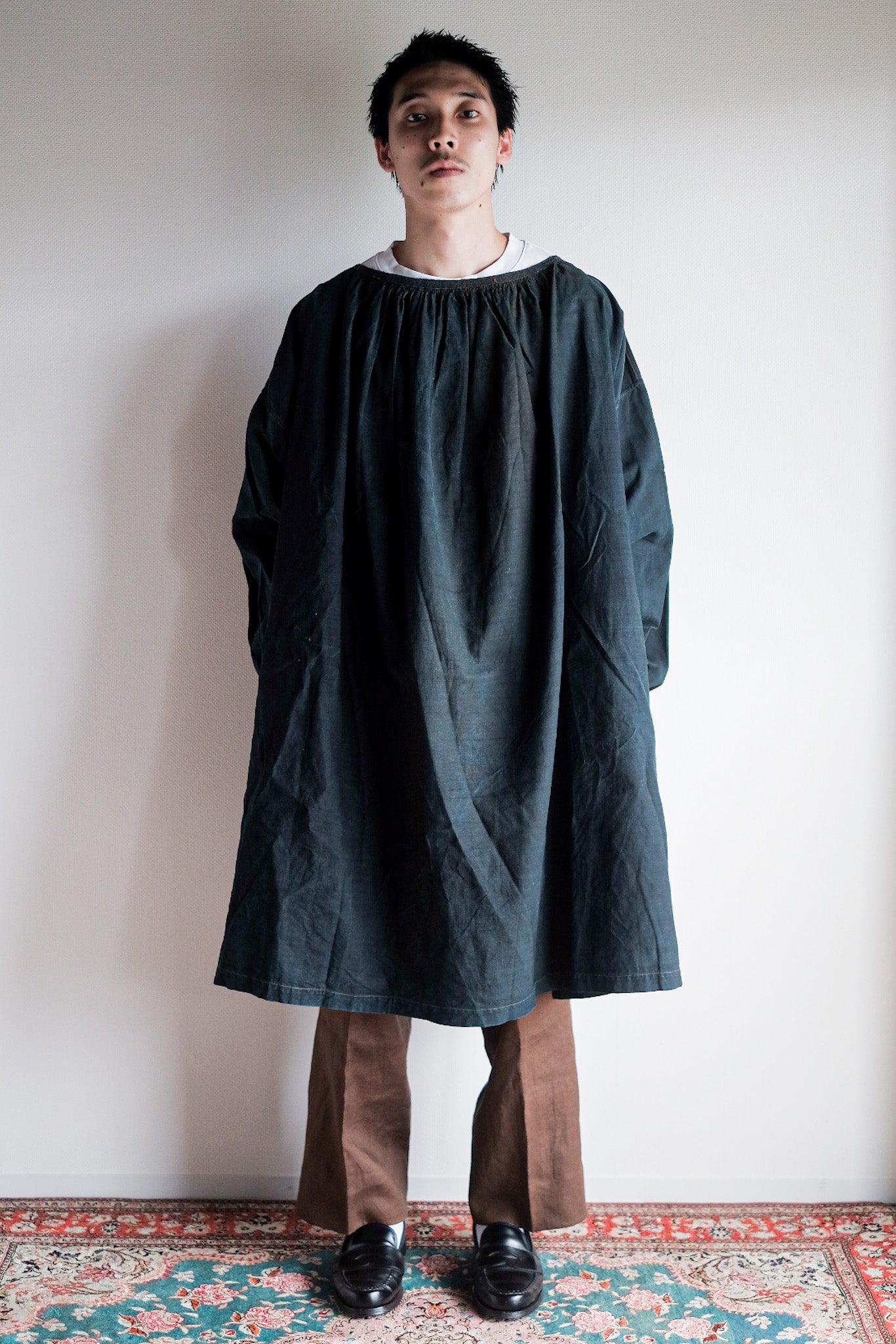 【Early 20th C】French Antique Indigo Linen Smock "Biaude"