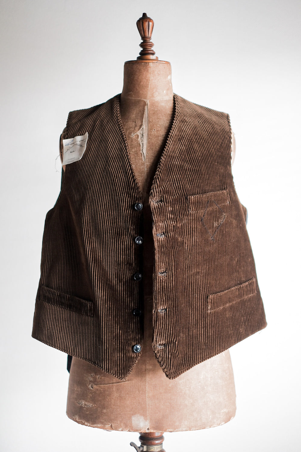 【~40's】French Vintage Brown Corduroy Work Gilet "Dead Stock"