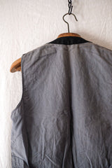 [~ 40's] French Vintage Black Cotton Pique Gilet "Dead Stock"