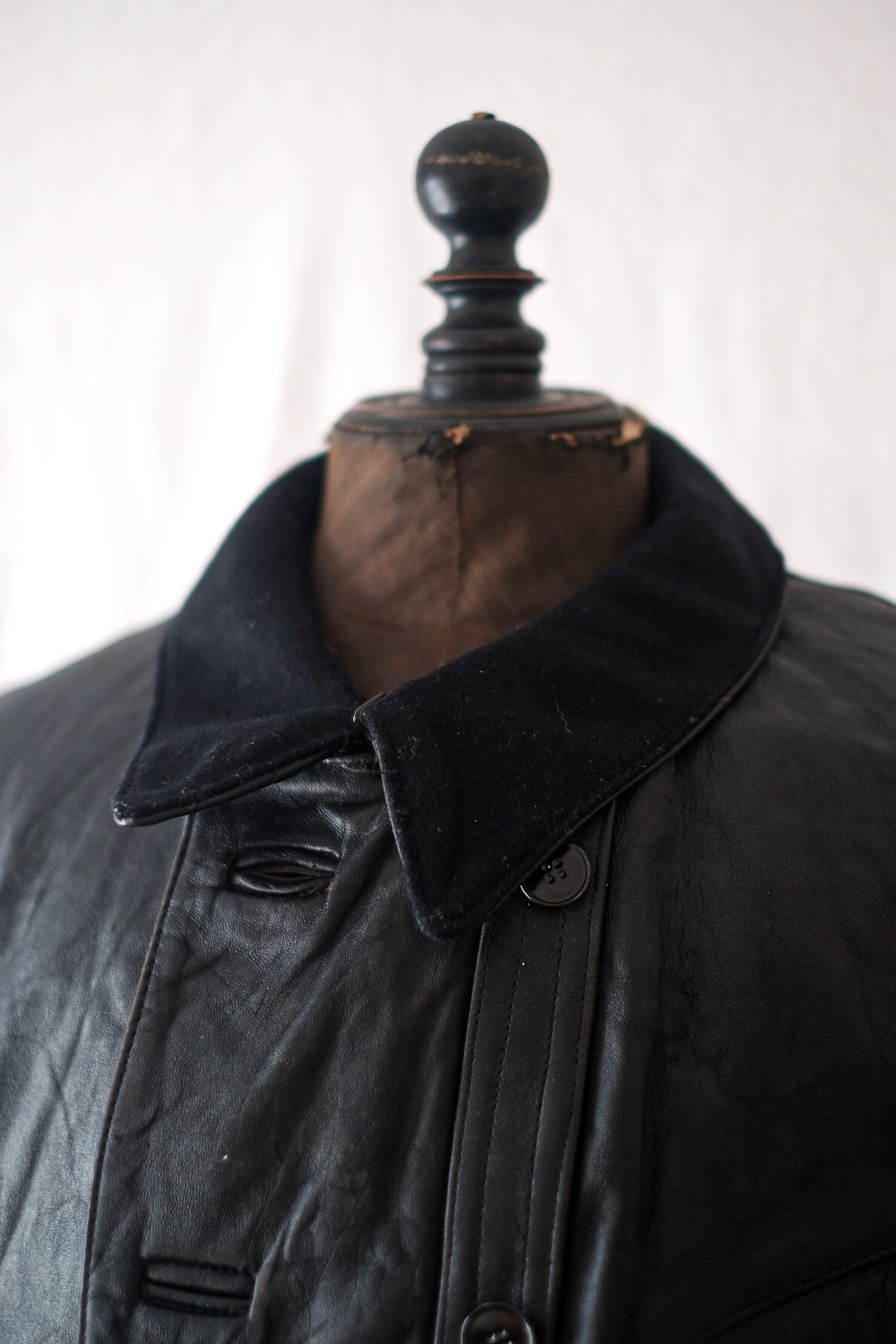 【~50's】French Vintage Le Corbusier Leather Work Jacket "Wool Collar"