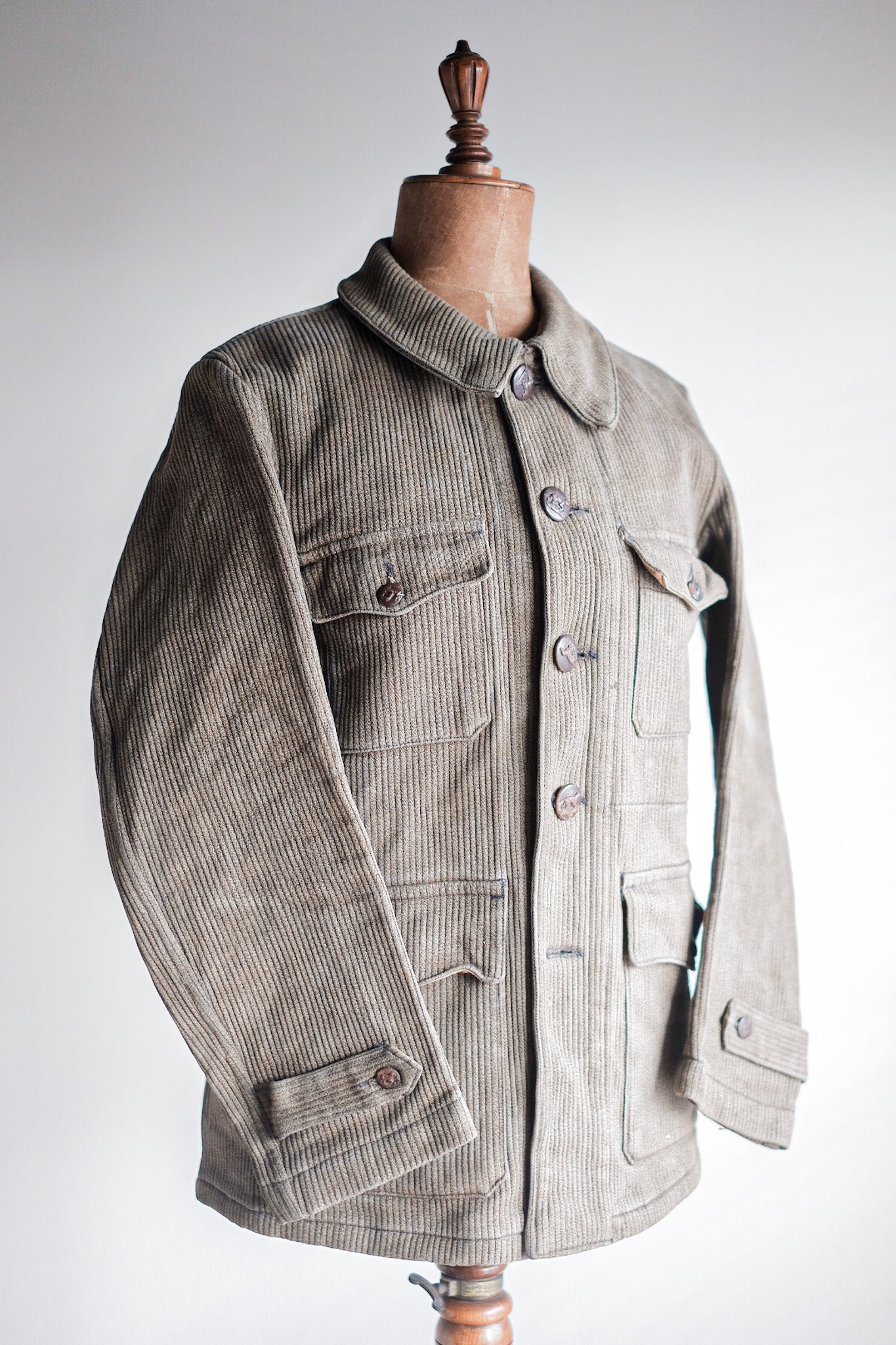 ［~40's］French Vintage Brown Salt & Pepper Cotton Pique Hunting Jacket