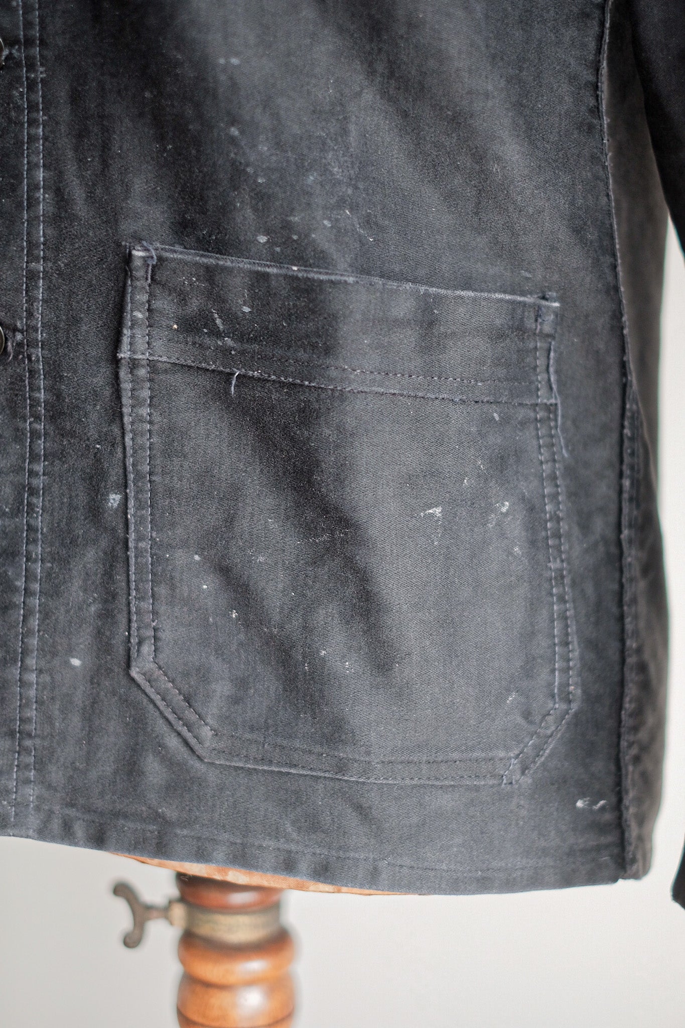 【~60's】French Vintage Black Moleskin Work Jacket