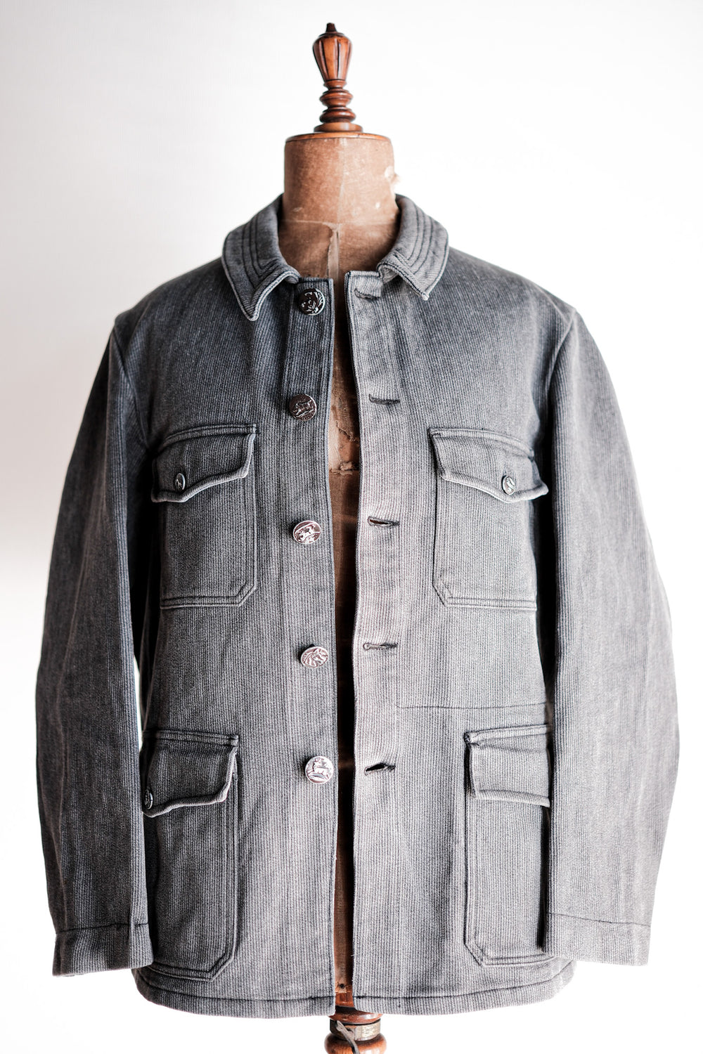［~60's］French Vintage Gray Cotton Pique Hunting Jacket