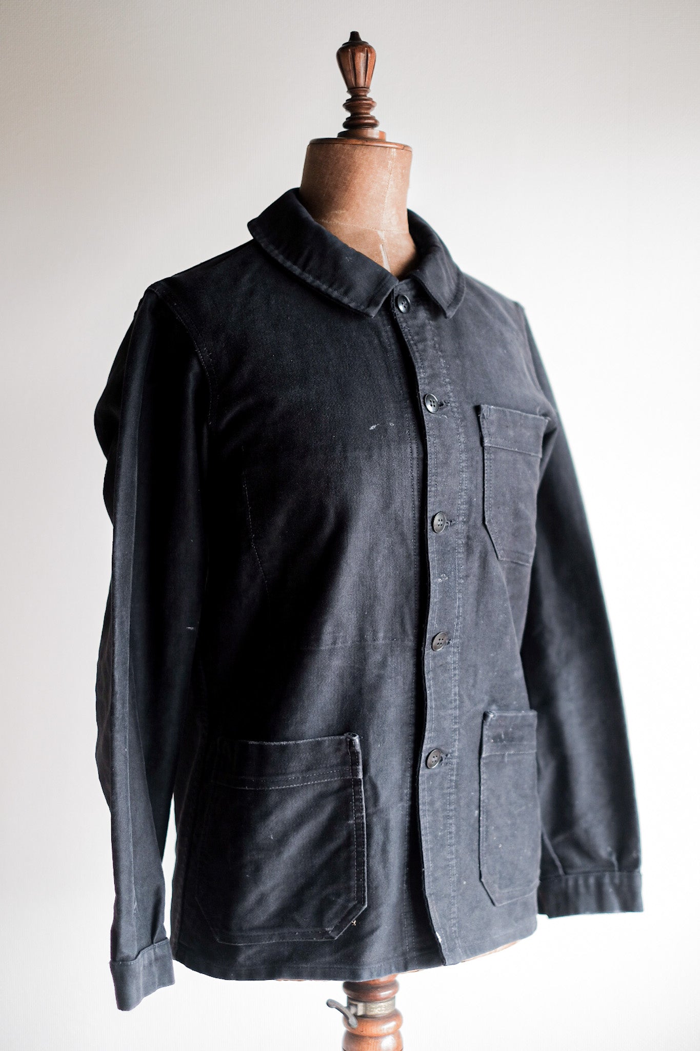 [~ 60's] French Vintage Black Moleskin Work Jacket