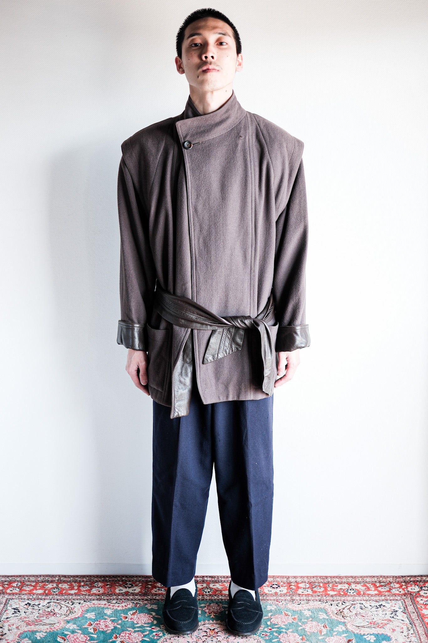 ［~80's］Old Gucci Wool Leather Jacket Size.42