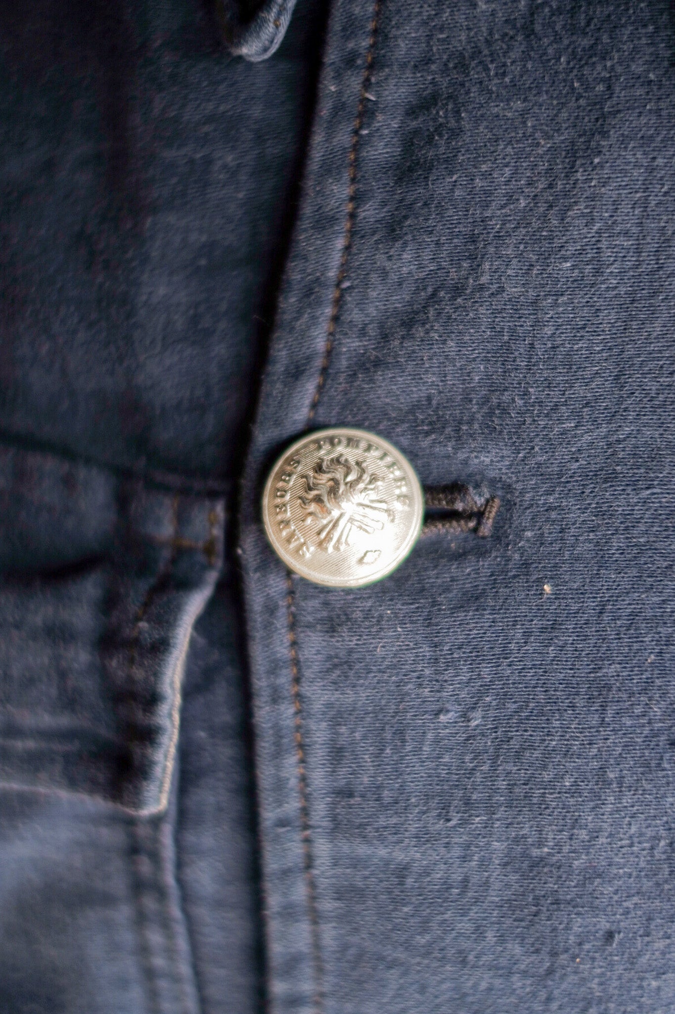 [~ 40's] French Vintage Blue Moleskin Fireman Jacket