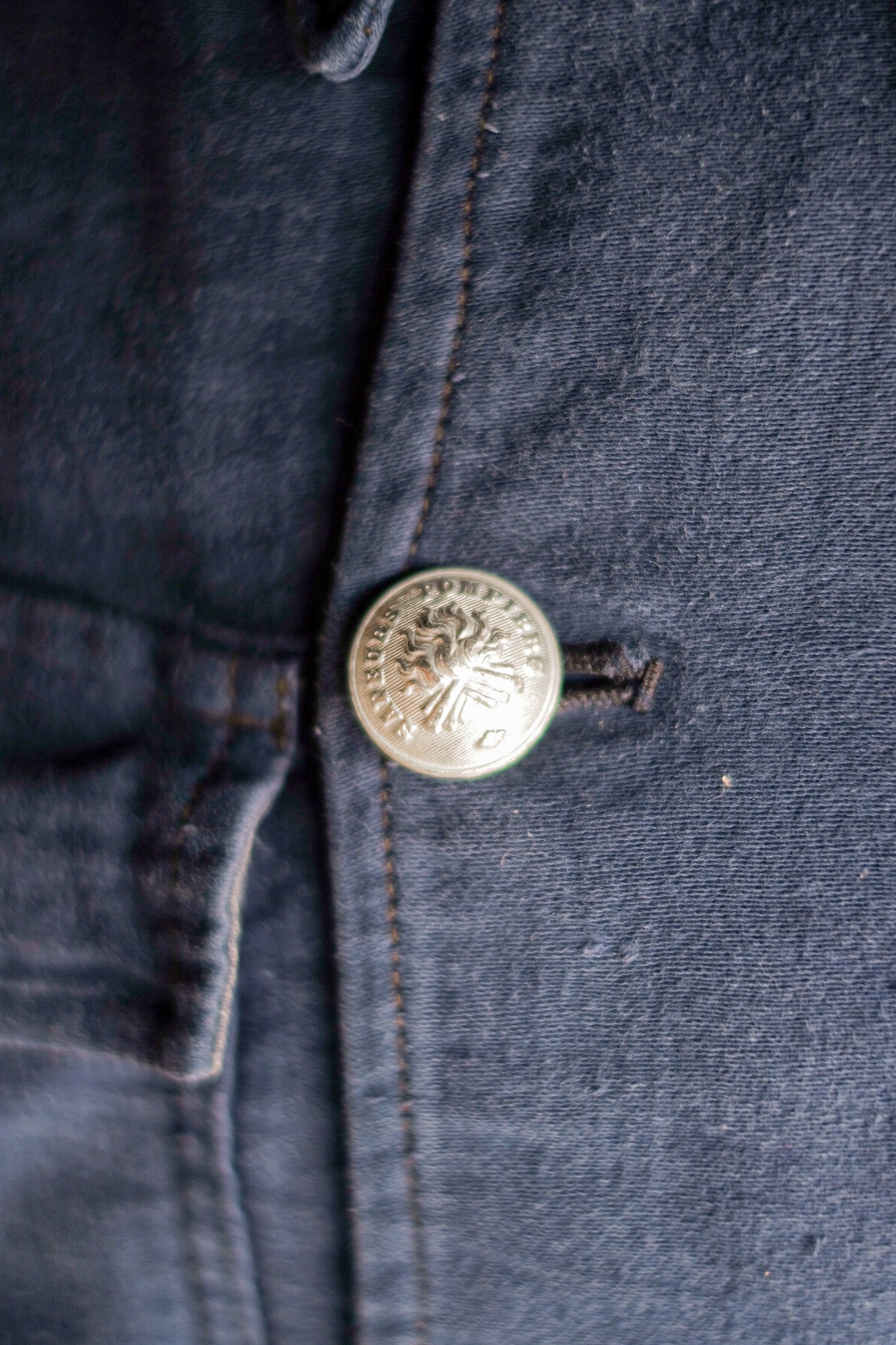 ［~40's］French Vintage Blue Moleskin Fireman Jacket