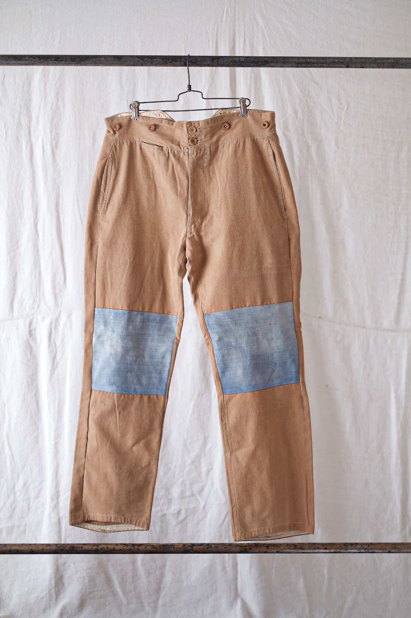 [~ 40's] กางเกงผ้าฝ้ายสีน้ำตาลวินเทจฝรั่งเศส