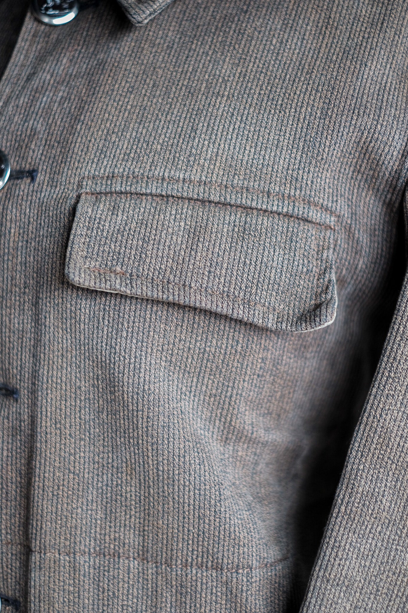 ［~60's］French Vintage Brown Salt & Pepper Cotton Pique Hunting Jacket