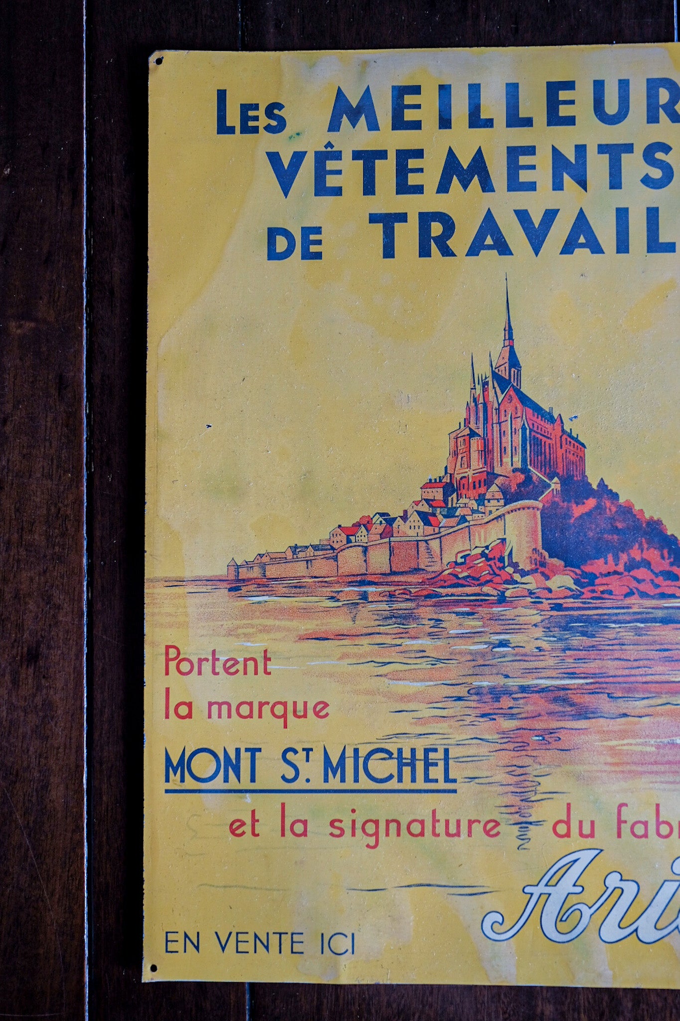 【~50's】French Vintage Advertising Painted Plate "Le Mont St Michel"