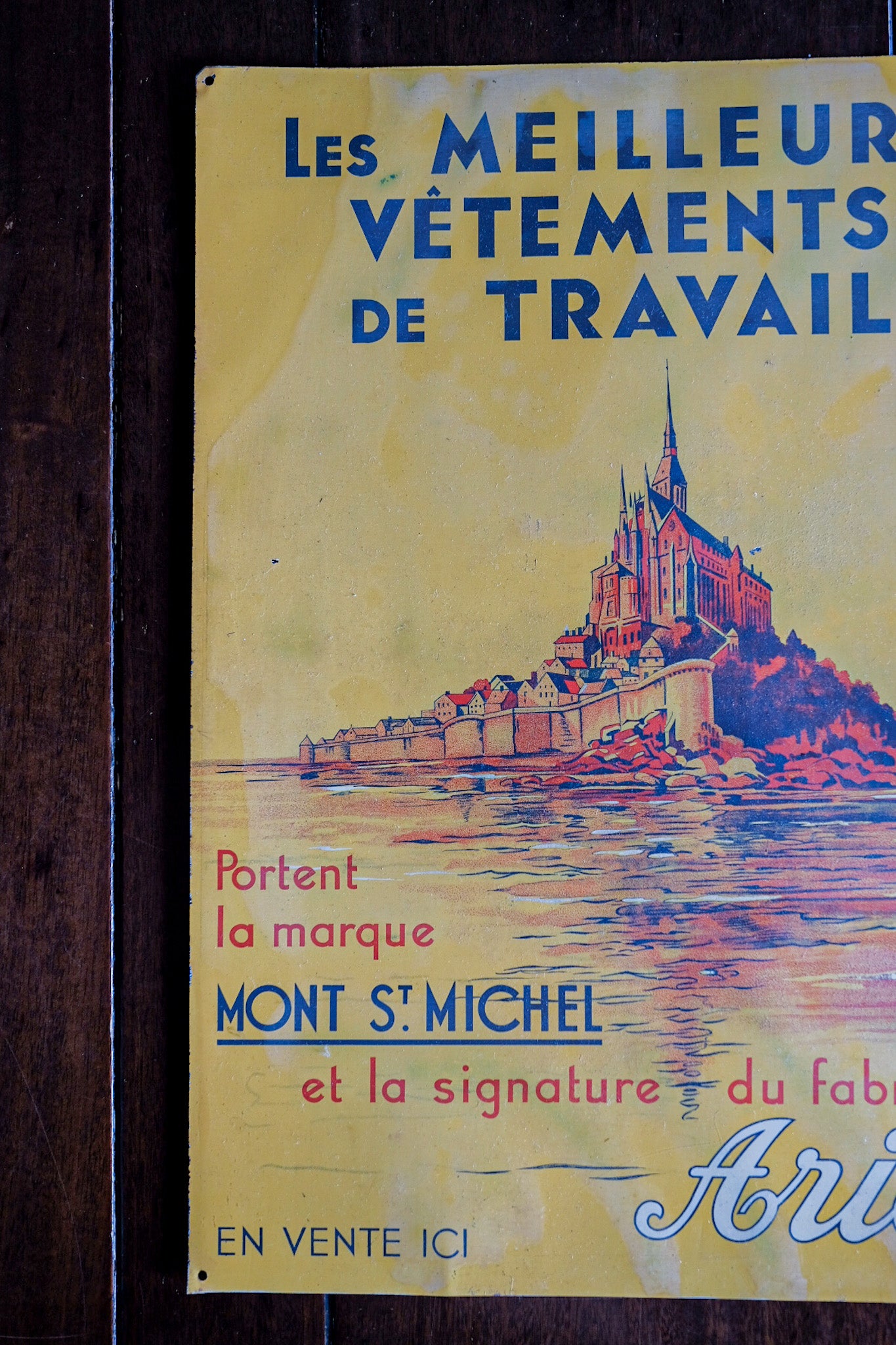 ［~50's］French Vintage Advertising Painted Plate "Le Mont St Michel"