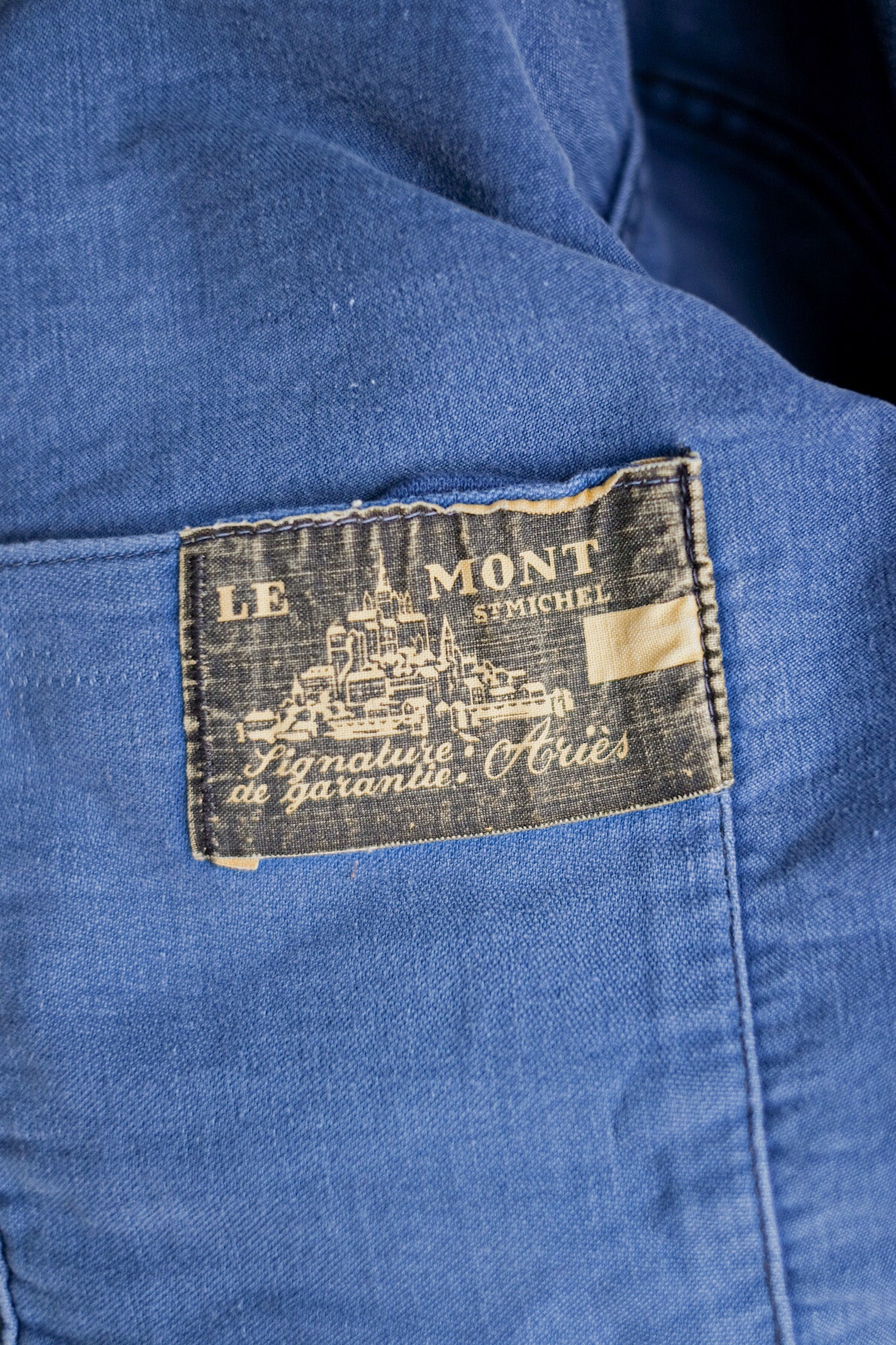 [〜50年代]法國復古藍色摩爾斯金鞋夾克“ Le Mont St. Michel”