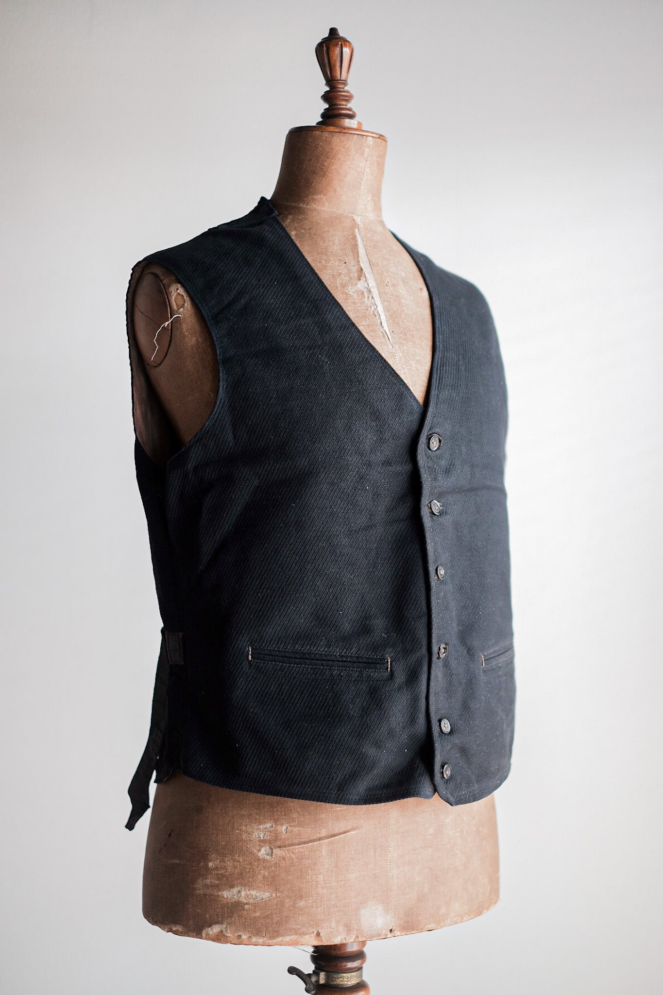 [~ 10's] French Vintage Black Work Work Gilet