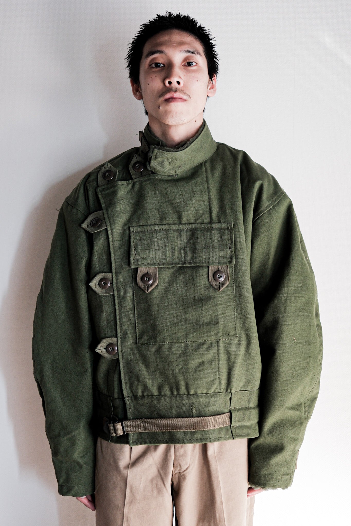 【~60's】Swedish Army Dispatch Rider Motorcycle Jacket With Liner Size.C48 "Dead Stock"