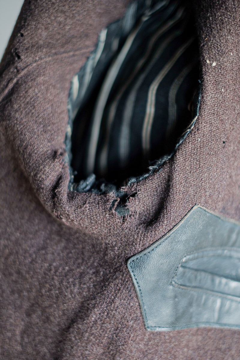 【~30's】French Vintage Le Corbusier Leather Work Jacket "Wool Collar"