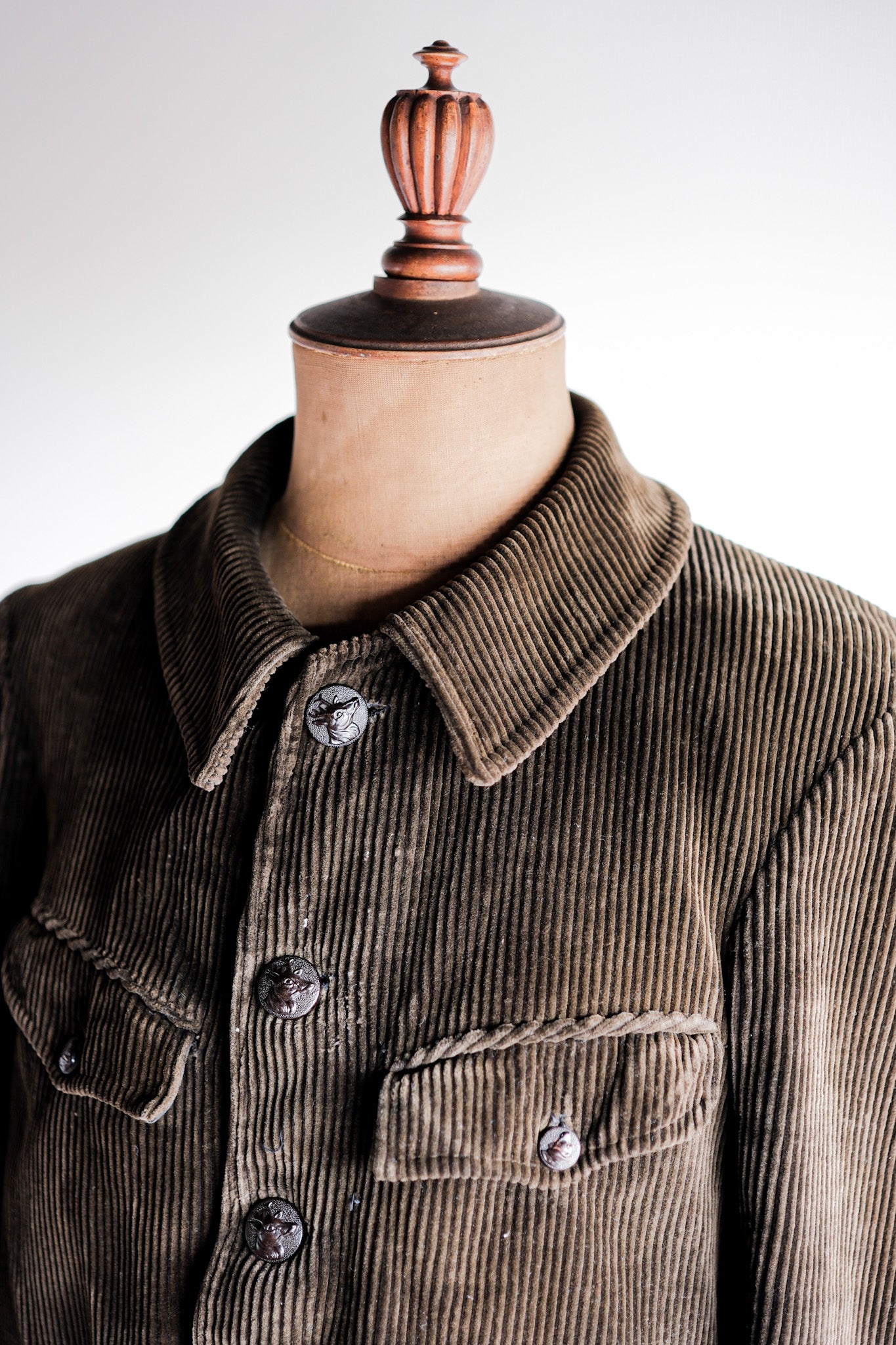 [~ 40's] Veste de chasse en velours côtelé brune vintage française