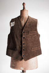 【~40's】French Vintage Brown Corduroy Work Gilet "Dead Stock"