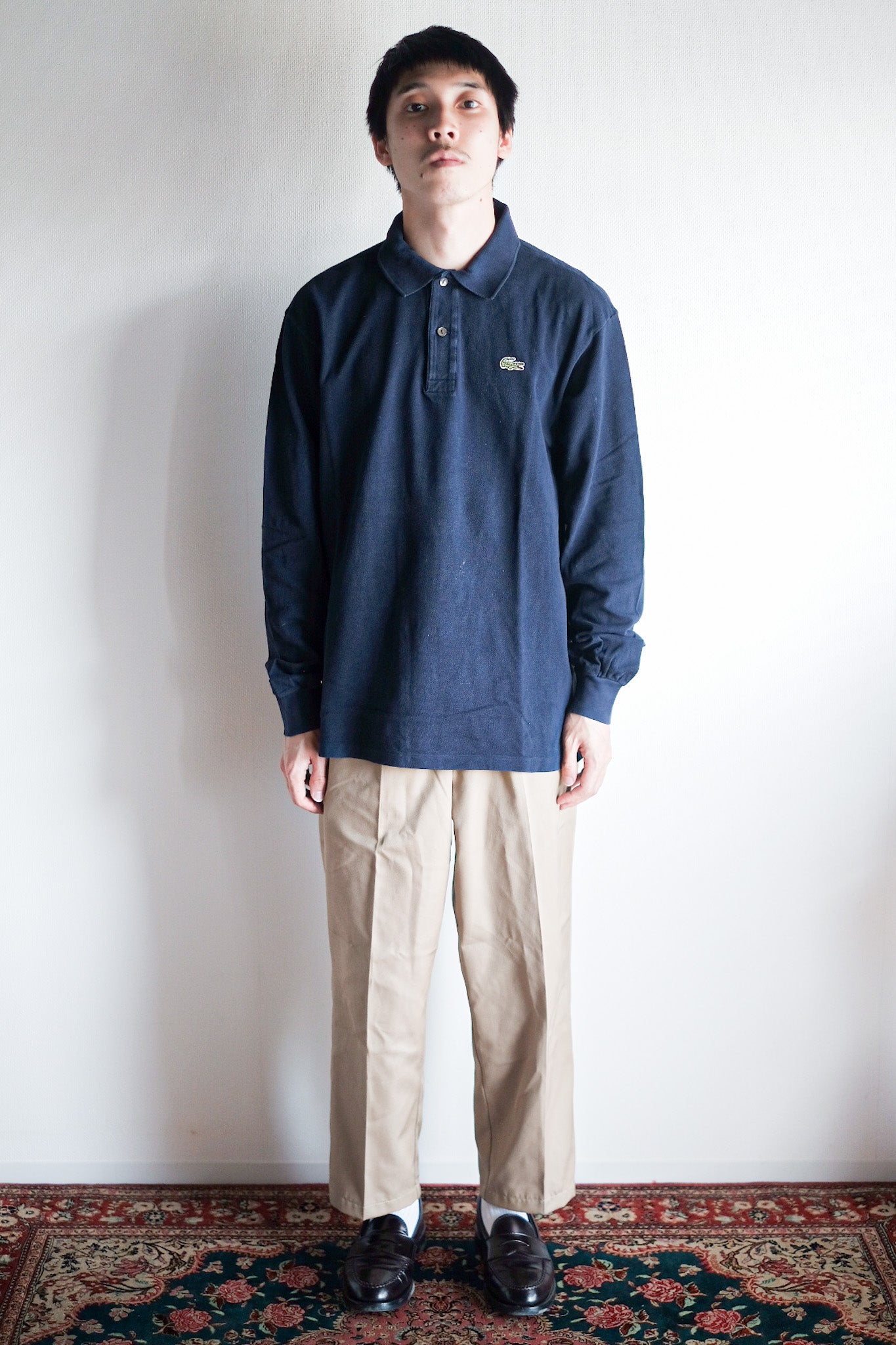 [~ 80's] Chemise Lacoste L/S Polo Size.5 "Navy"