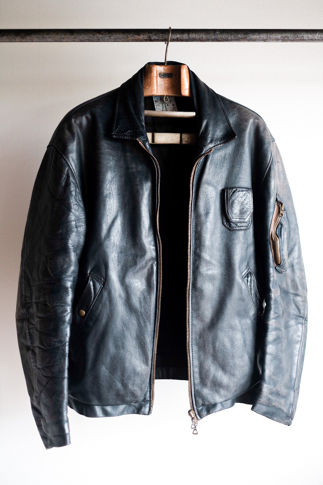 80's] French Air Force Pilot Leather Jacket