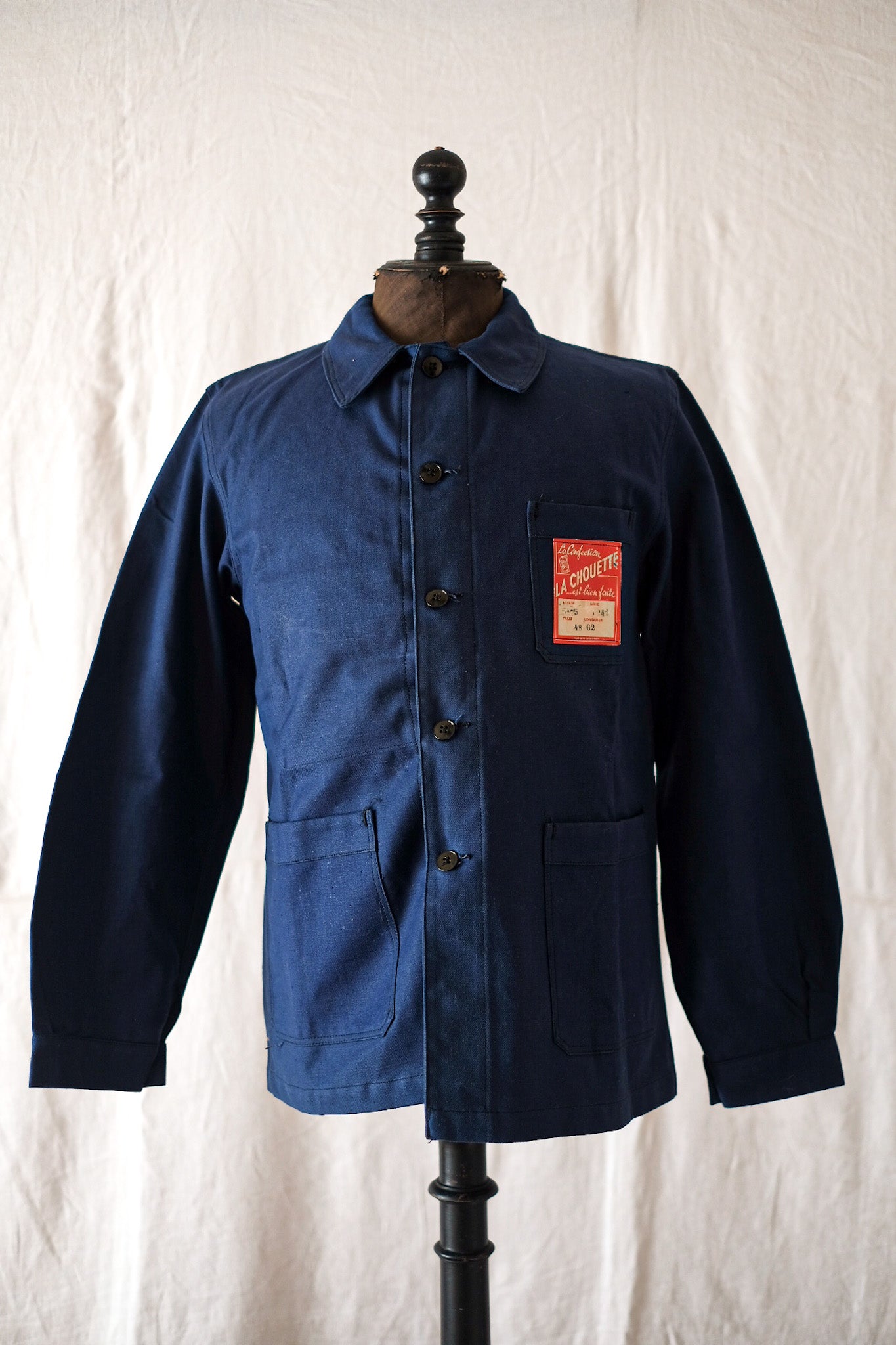 [~ 50's] Veste de travail en coton bleu vintage français "Stock Dead"