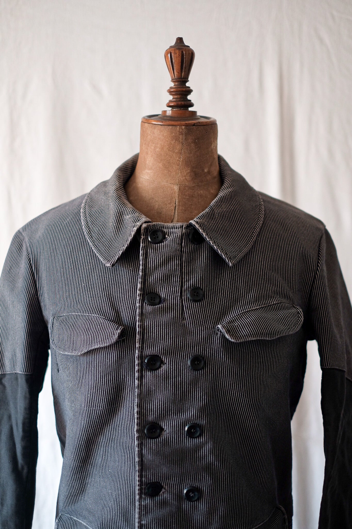 [~ 50's] Belgian Vintage Printed Moleskin Double Breasted Work Jacket