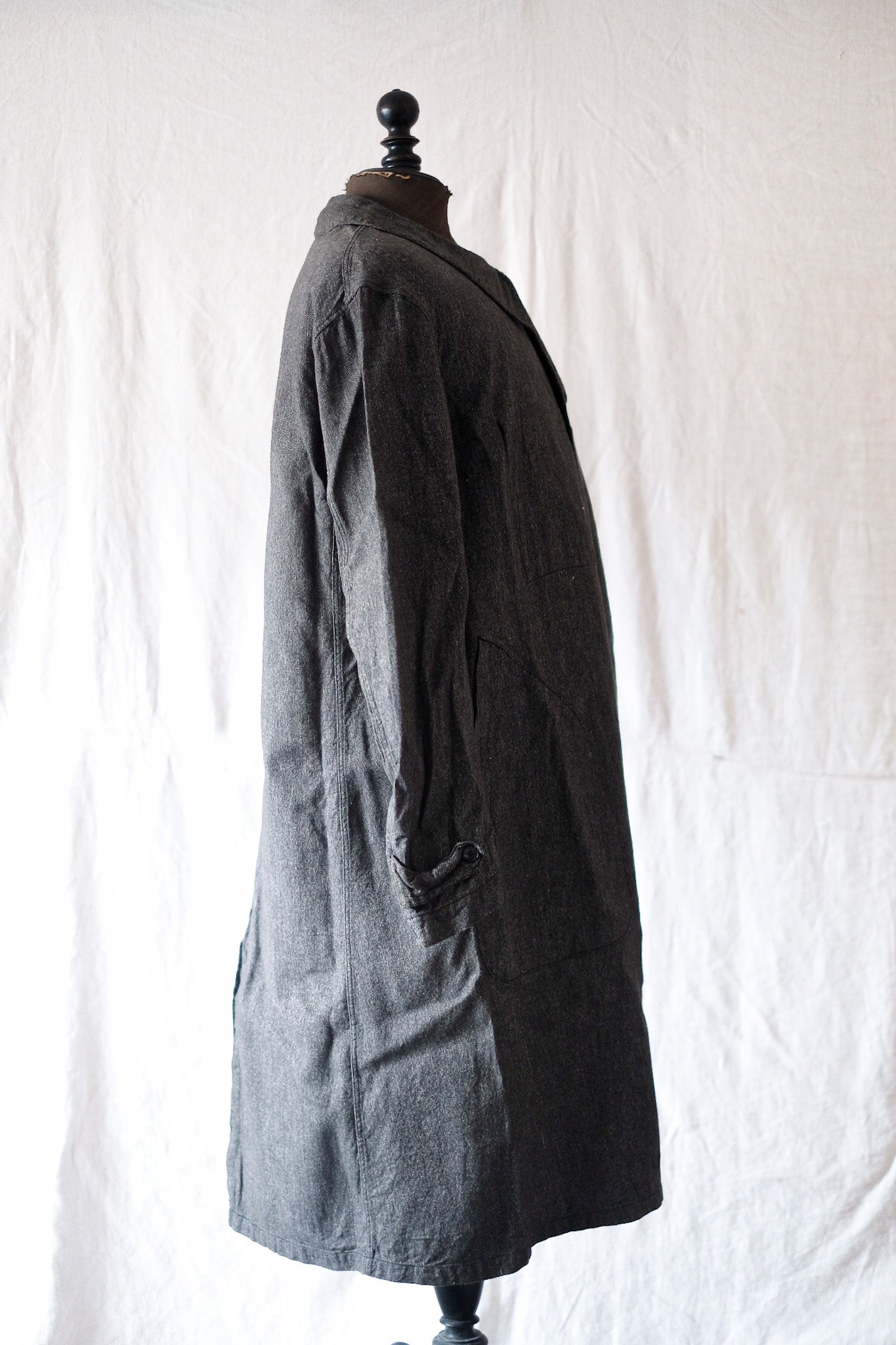 30's] French Vintage Black Chambray Duster Coat