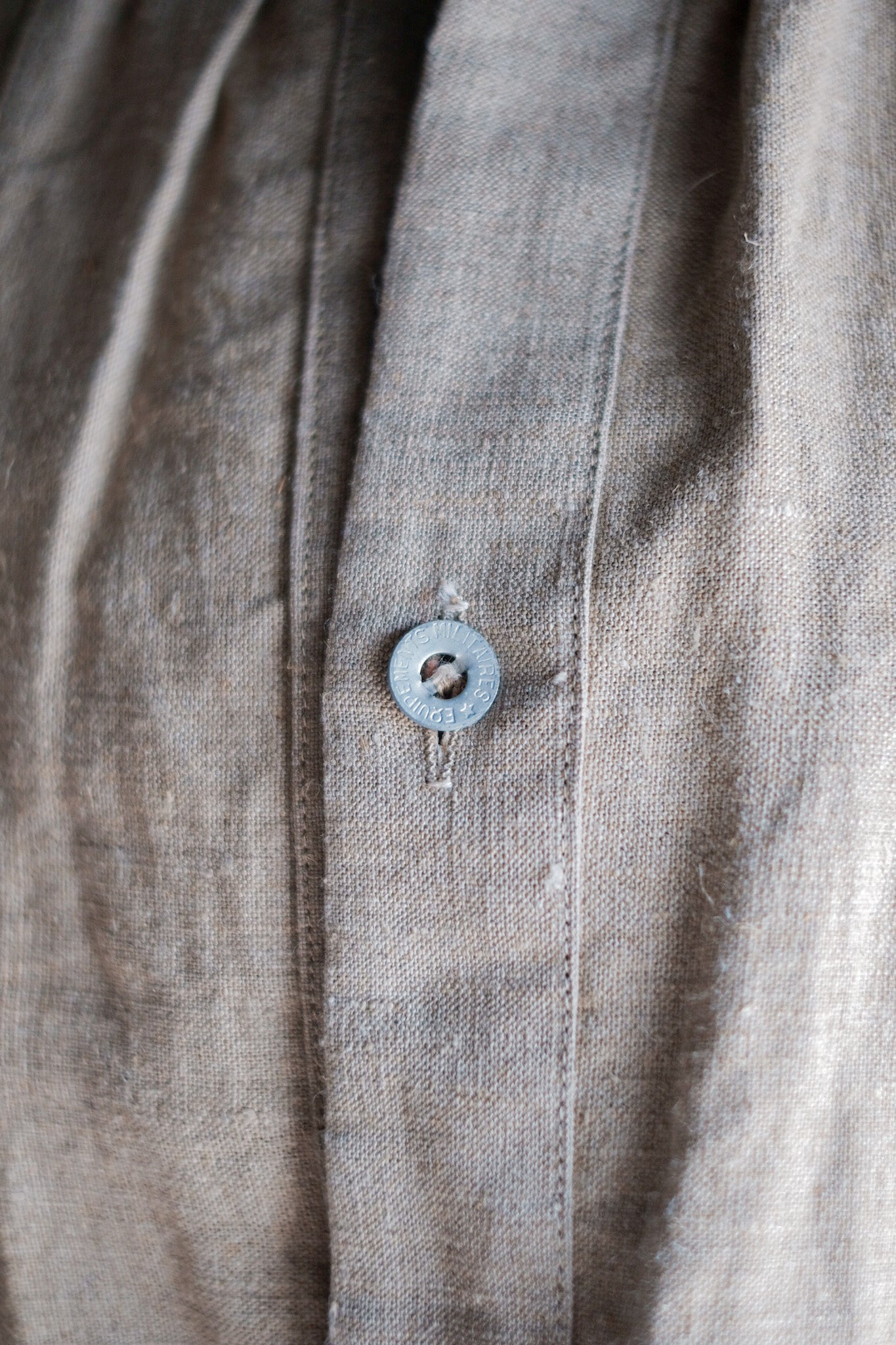 ［~50's］French Army Bourgeron Linen Smock Hospital Military "Dead Stock"